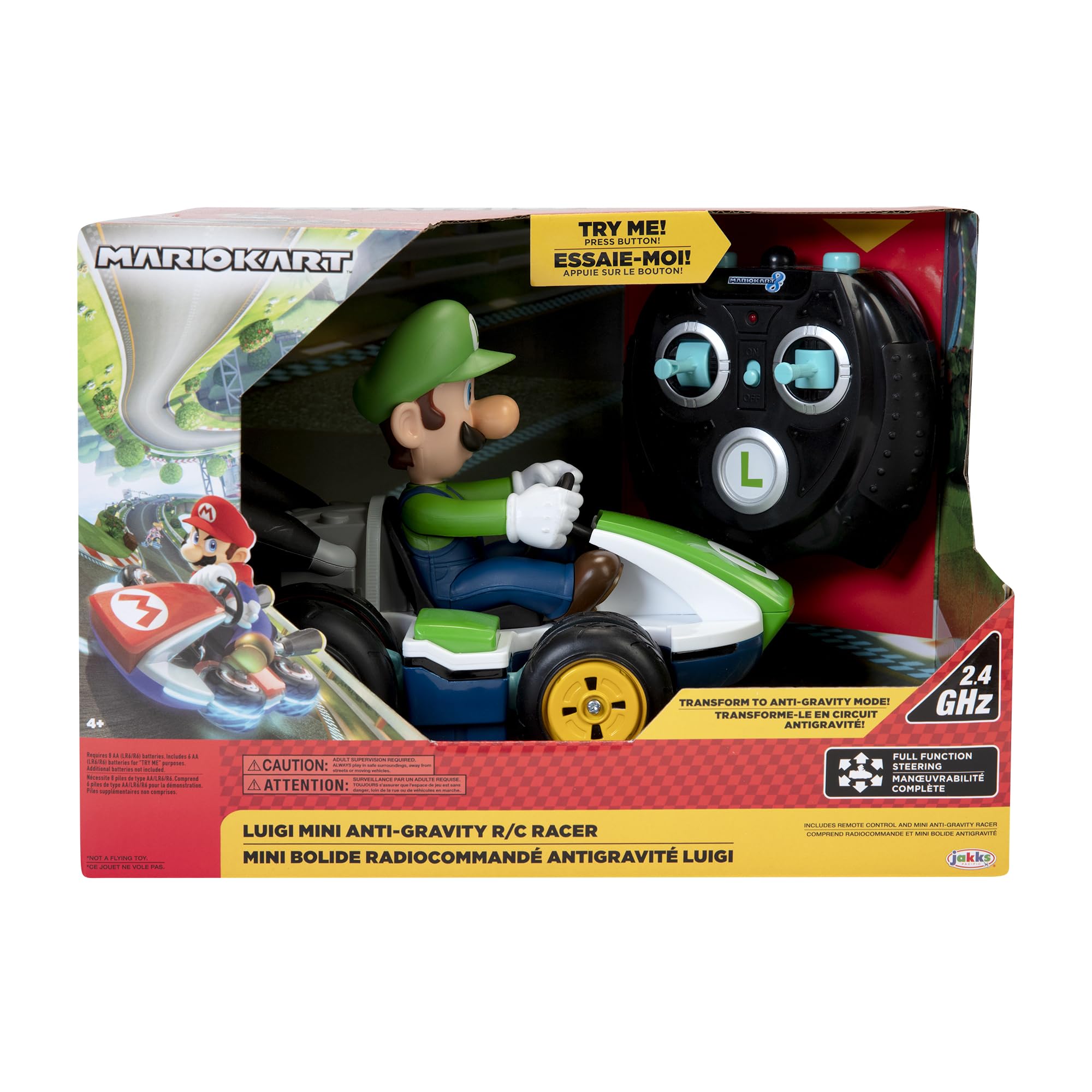 Nintendo Mario Kart 8 Luigi Mini Anti-Gravity RC Racer 2.4Ghz - Full Function Steering, 360 Spins, 100' Range | Ages 4+