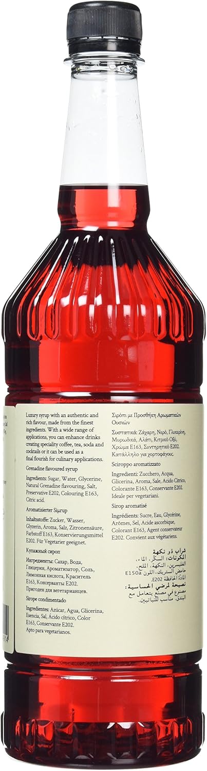 Simply - Grenadine Syrup 1L, Vegan & Nut Free, Non-Alcoholic Flavouring for Drinks & Baking