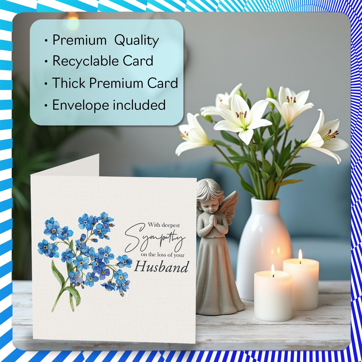 Stuff4 Sympathy Card for Loss of Husband - With Deepest Sympathy | 145mm x 145mm 3
