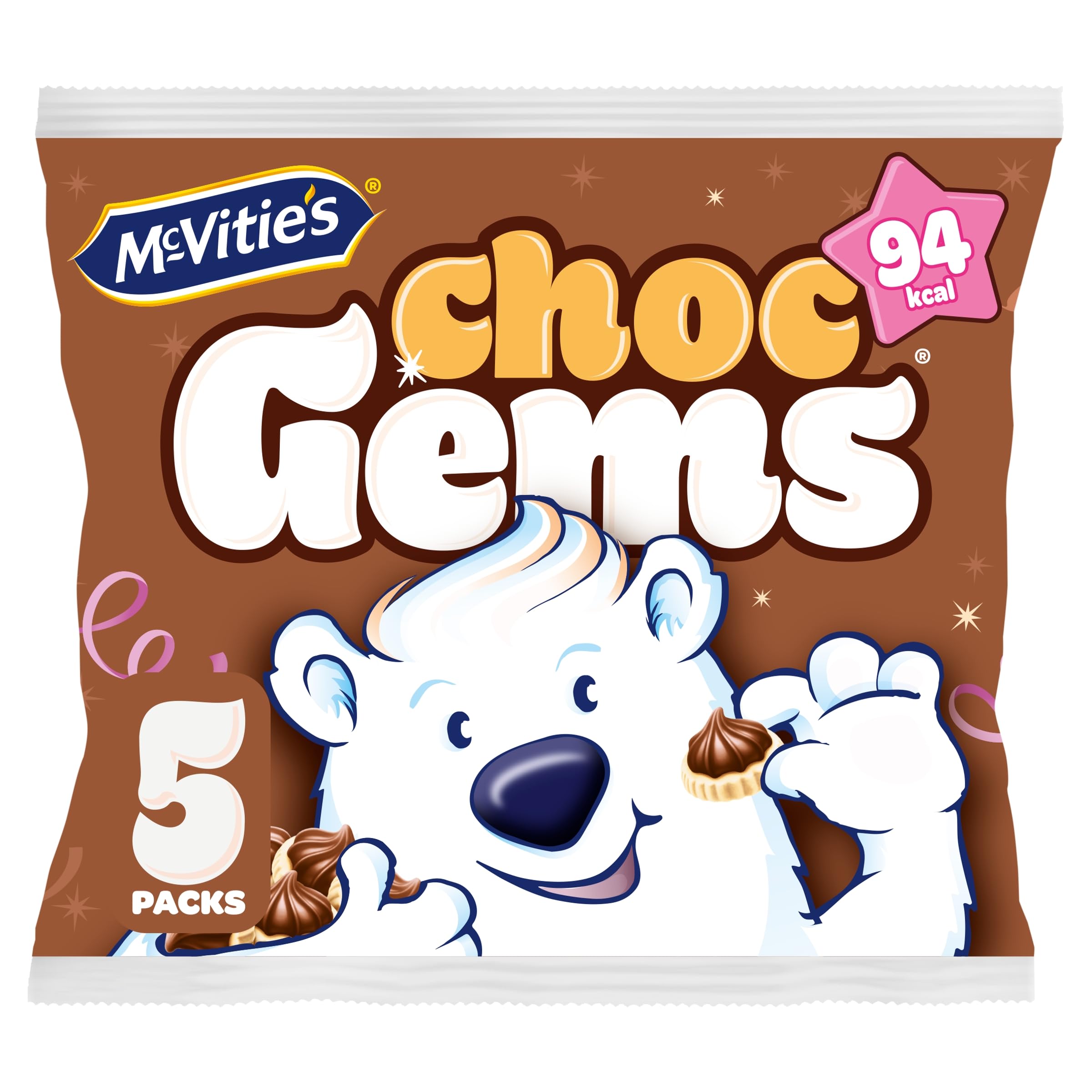 McVitie's Milk Chocolate Iced Gems, 19g (Pack of 5 Individually Wrapped Minibags)