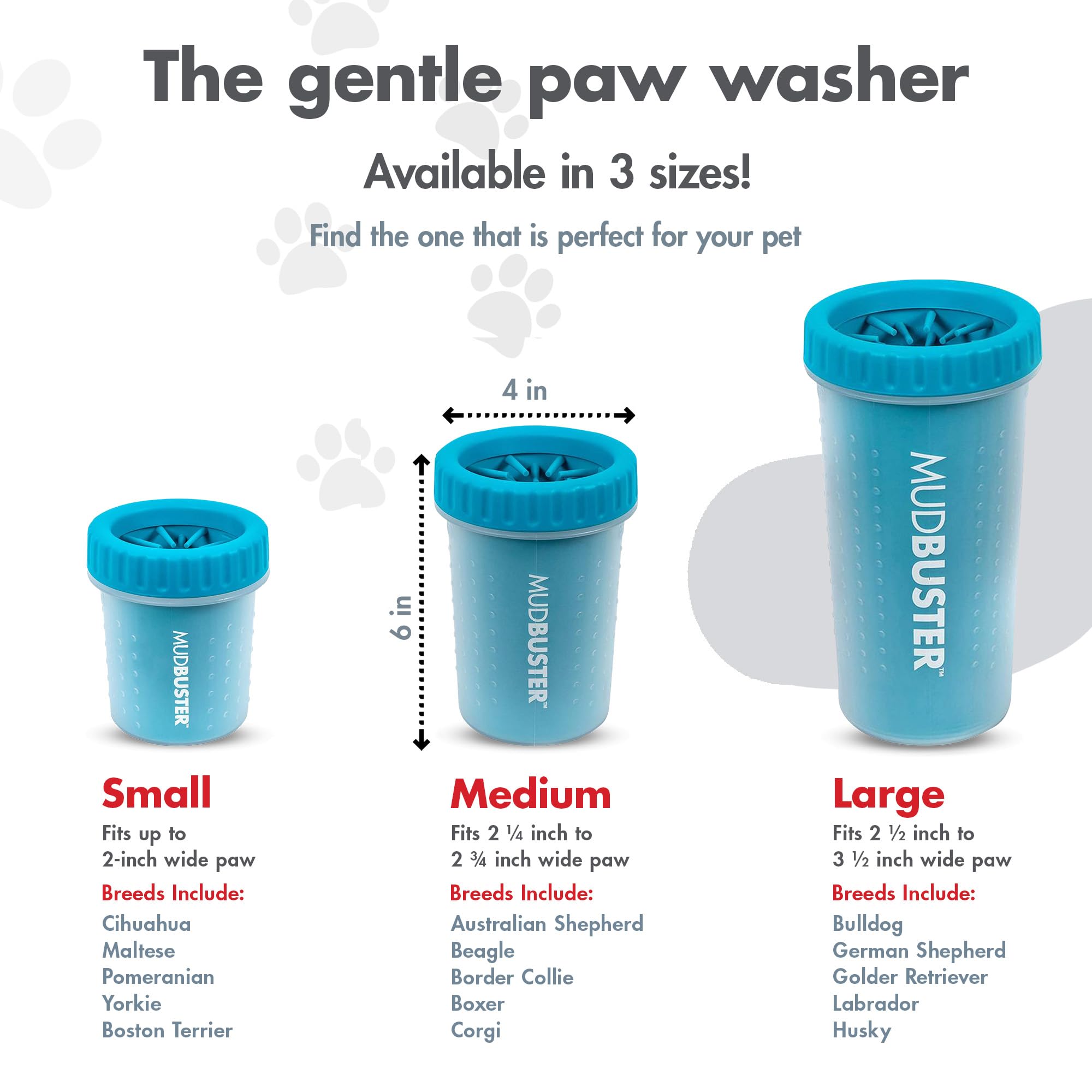 Dexas MudBuster Portable Dog Paw Cleaner - Medium Size, Blue Silicone Bristles 3