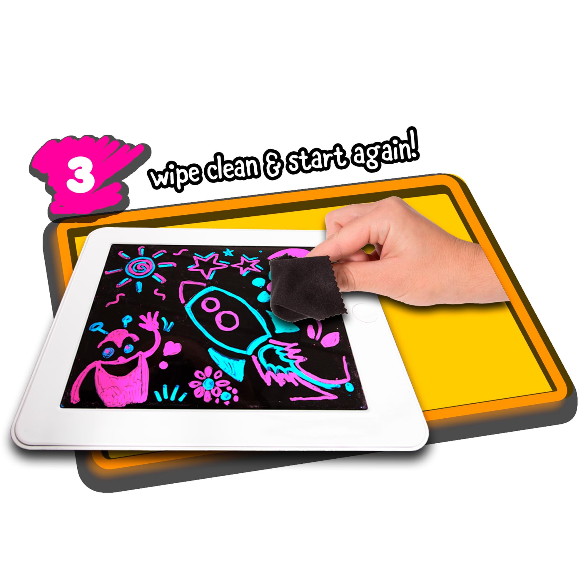John Adams GLOWPAD - Light-Up Drawing Board with 8 Glow Modes & Neon Markers - Ages 4+ 3