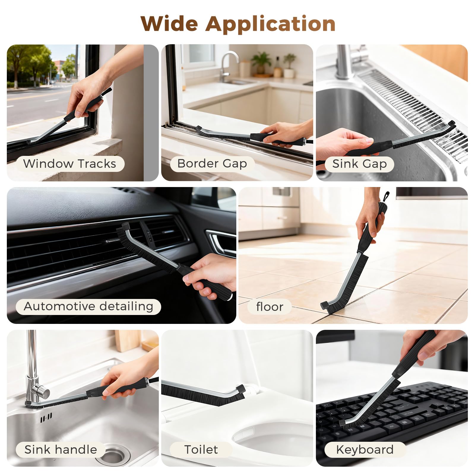 Oderra Crevice Cleaning Brush - 3mm Hard Bristle, 4 Pcs, Black 5