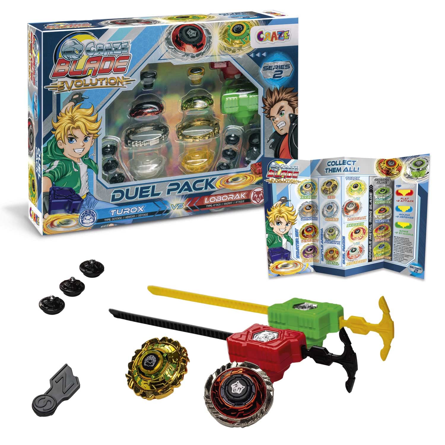 CRAZE Bladez Turox Loborak Evolution Spinning Top Duel Pack - Customizable Metal Fusion Blades | Ages 3+