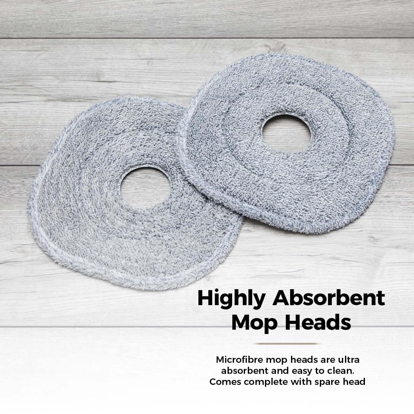 Tower Duo Compact Spin Mop & Bucket - Clean/Dirty Water Separation | 2 Microfibre Pads | Latte & Grey 8
