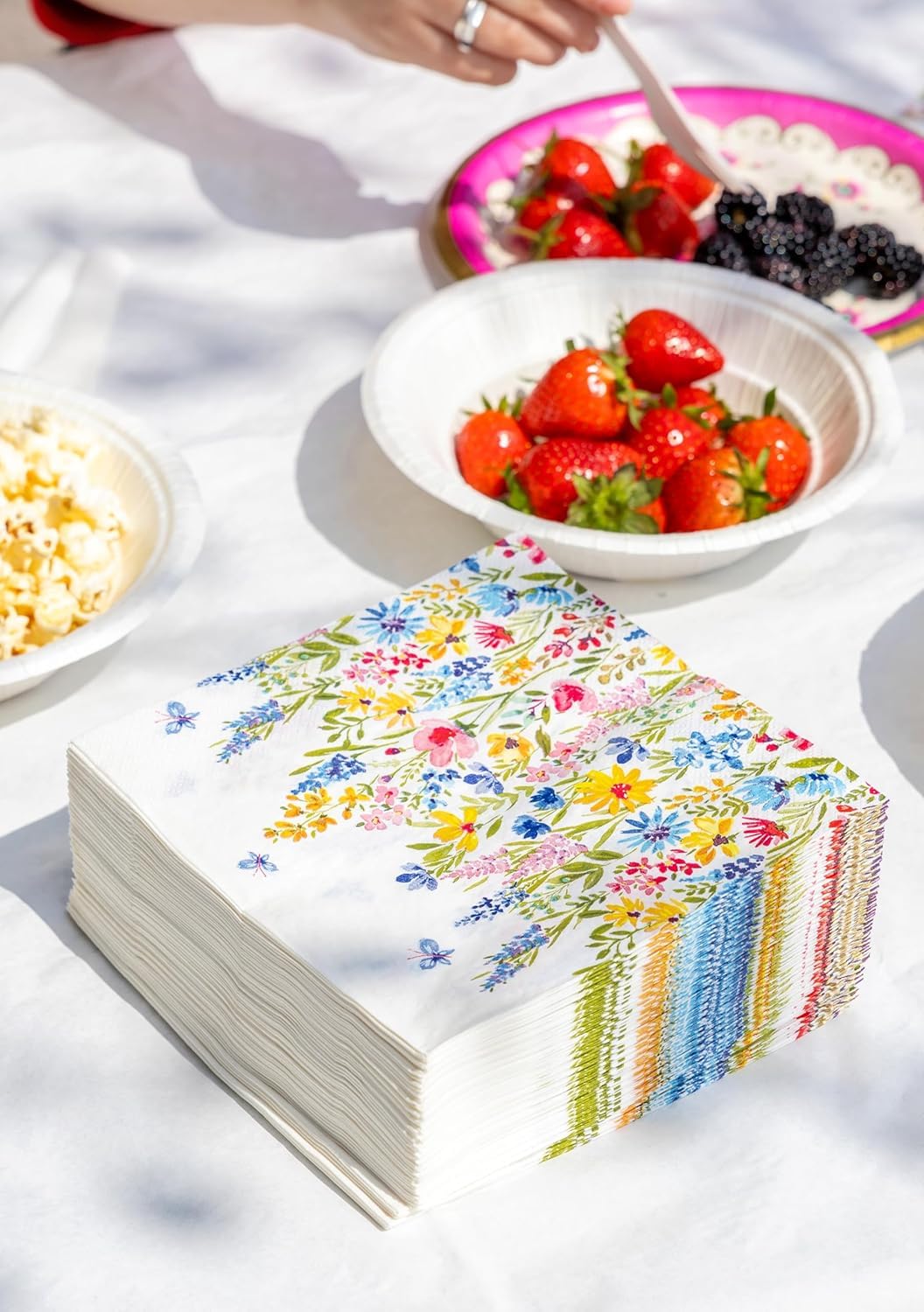 Talking Tables Table Kind - 100 Soft Recycled Paper Floral Napkins | 2ply 33cm | Compostable 4