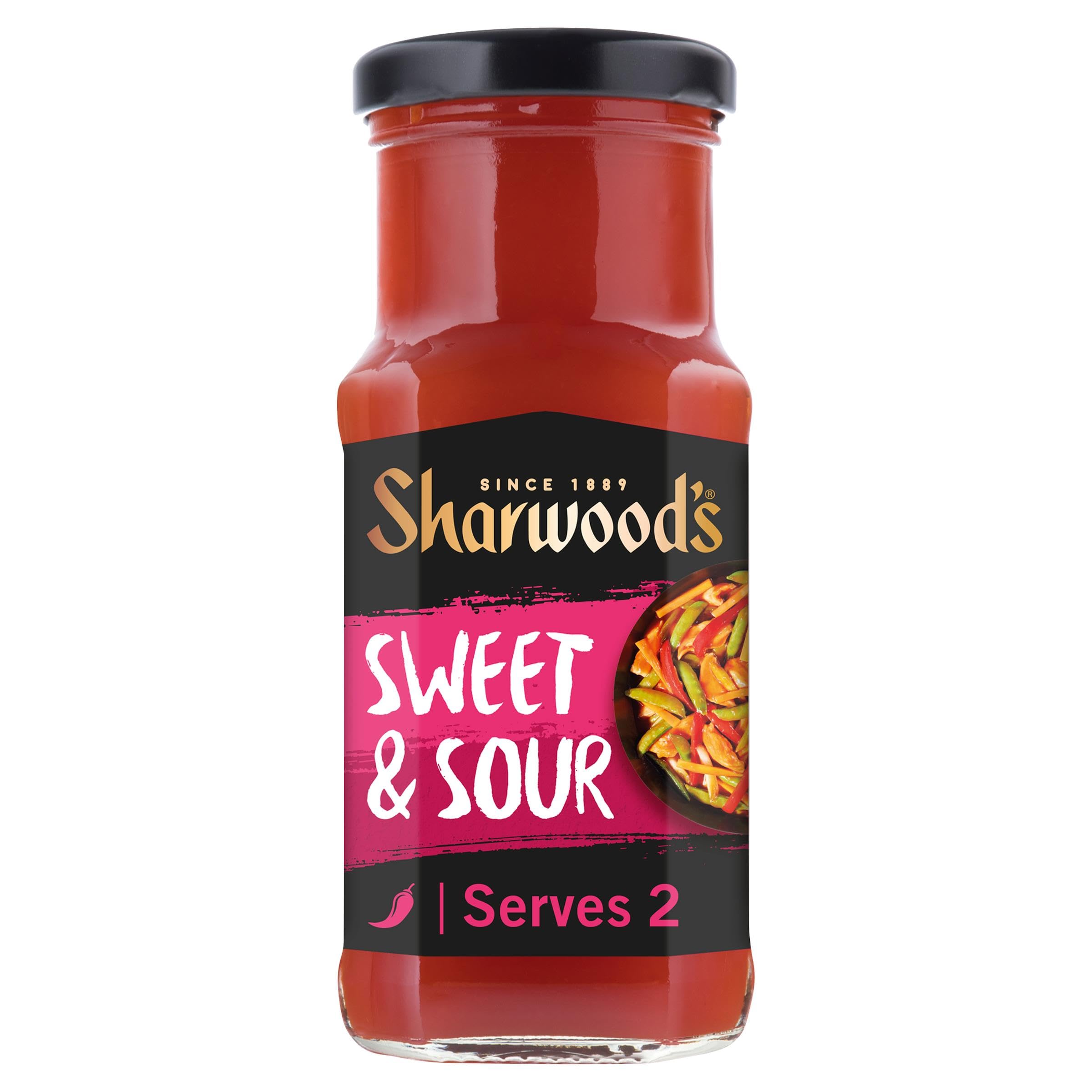 Sharwood's Sweet & Sour Stir-Fry Sauce - Tangy Tomato & Pineapple Flavor | 195g Jar