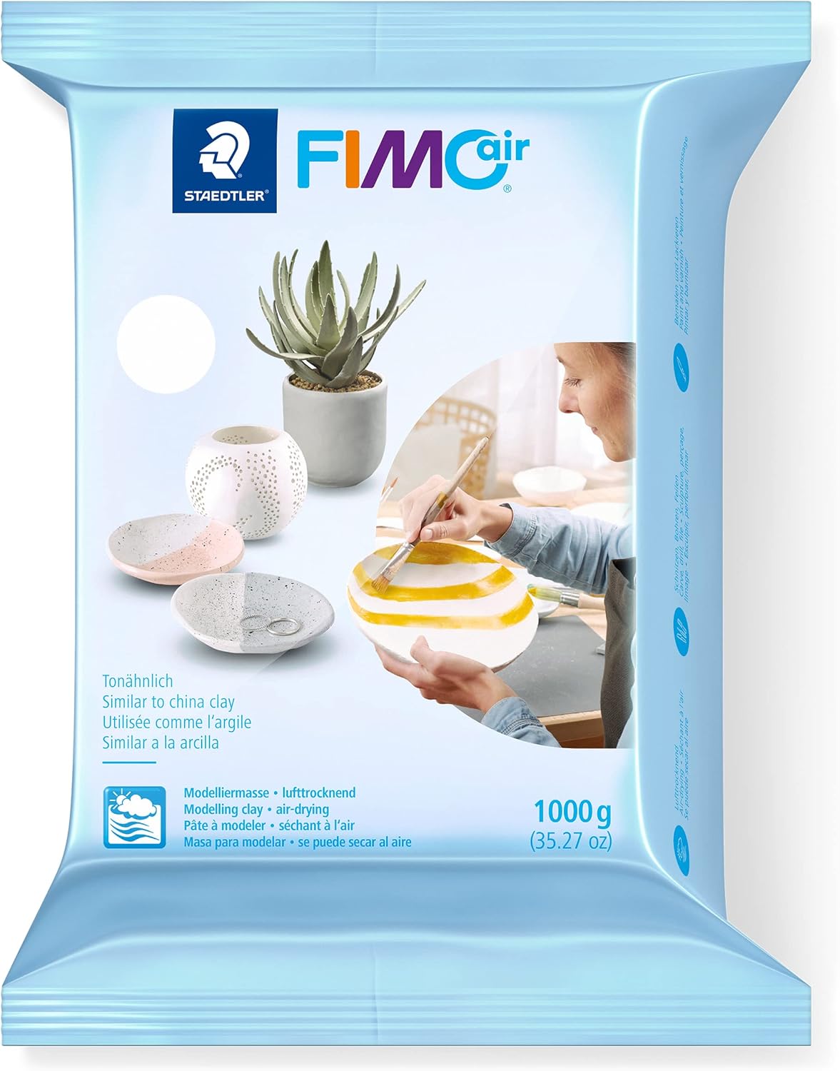 STAEDTLER FIMO Air Basic Air-Drying Modelling Clay - 1 kg White, No-Bake Craft Clay for Kids & Adults 1