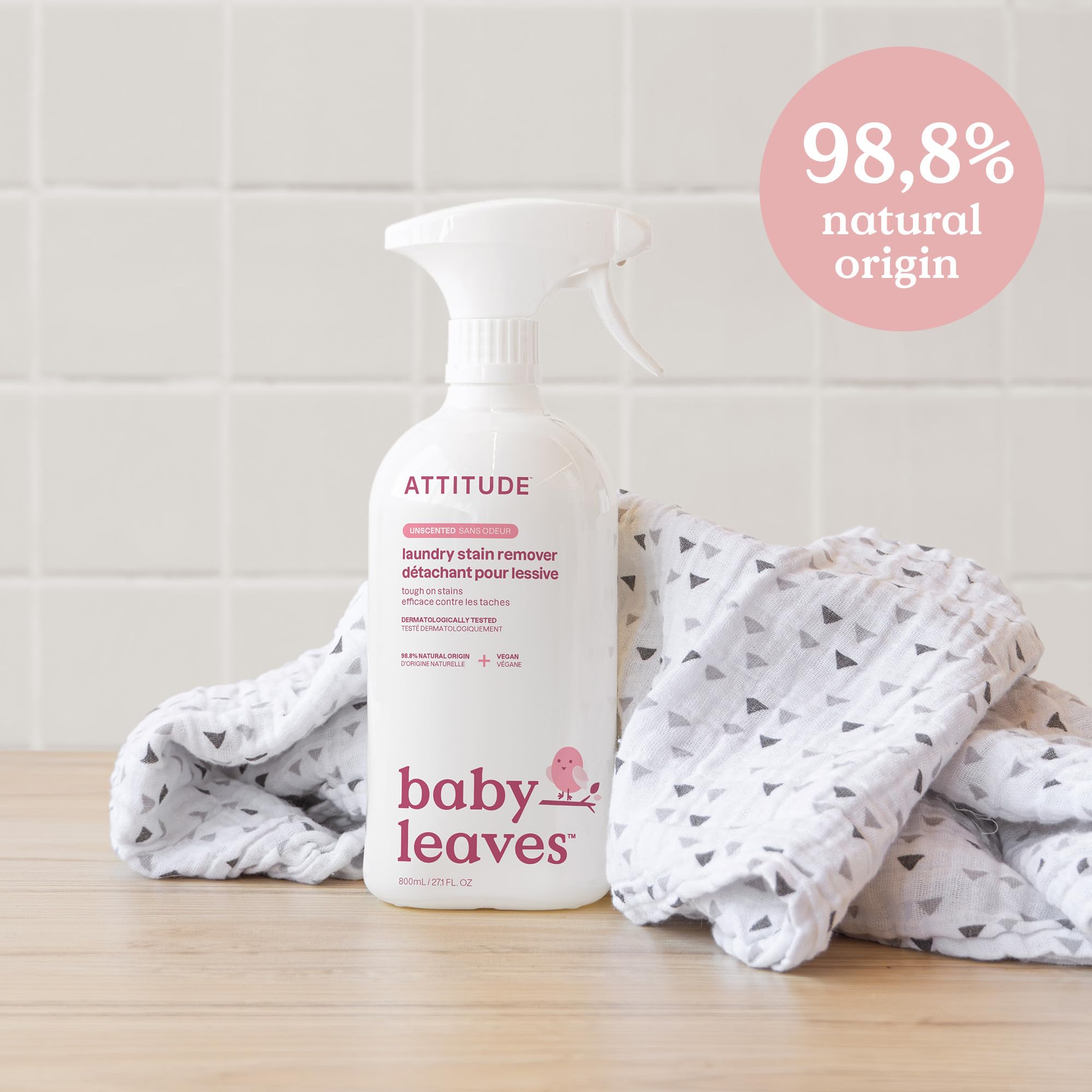 ATTITUDE Baby Laundry Stain Remover - Plant & Mineral-Based, Unscented, 800 ml 5