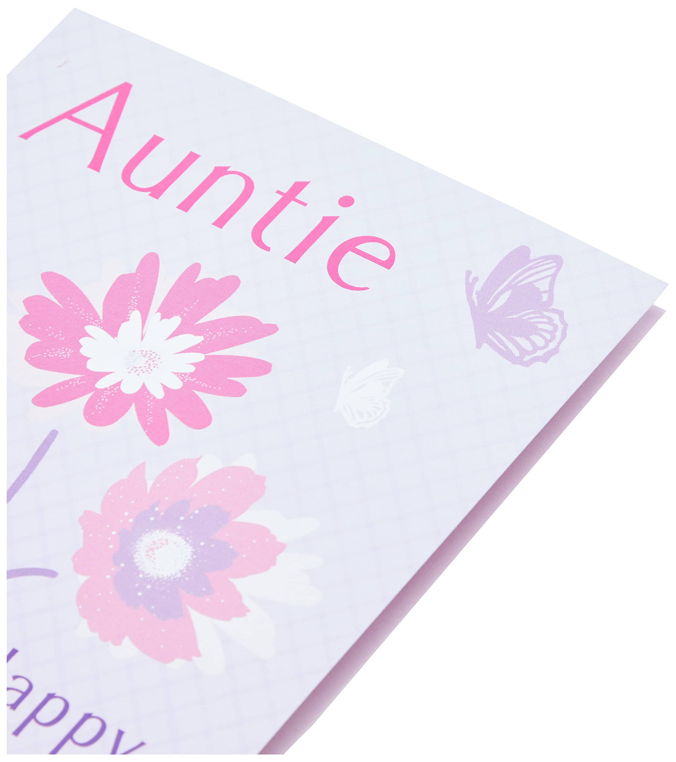 Piccadilly Greetings Traditional Birthday Card for Auntie - 7 x 5 Inches, Purple/Pink/White/Peach 2