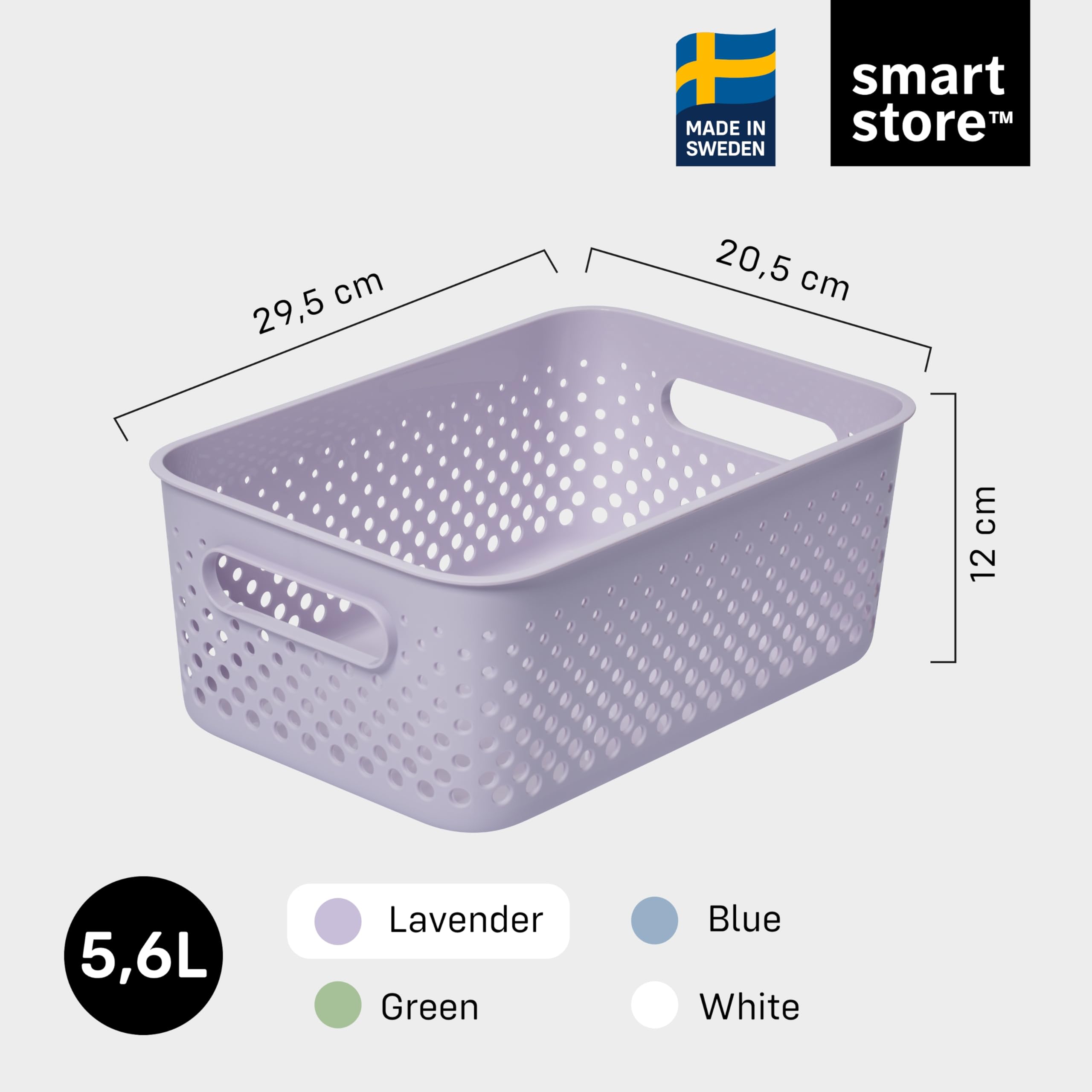 SmartStore Storage Basket with Handles - Lavender, 5.6L | 29.5x20.5x12cm