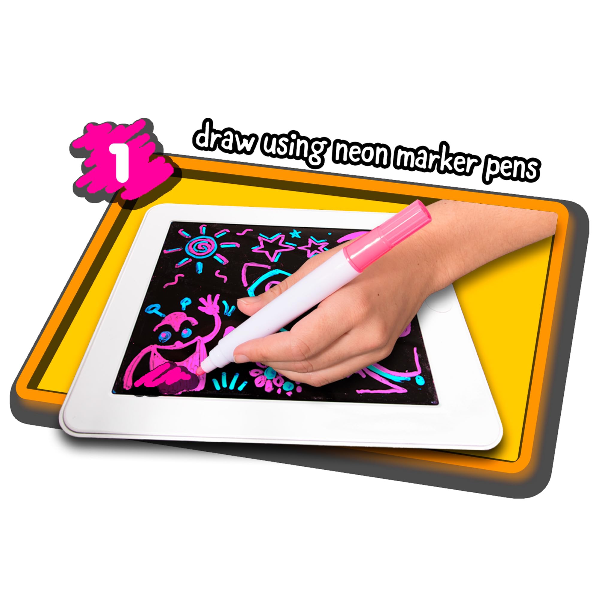 John Adams GLOWPAD - Light-Up Drawing Board with 8 Glow Modes & Neon Markers - Ages 4+ 9