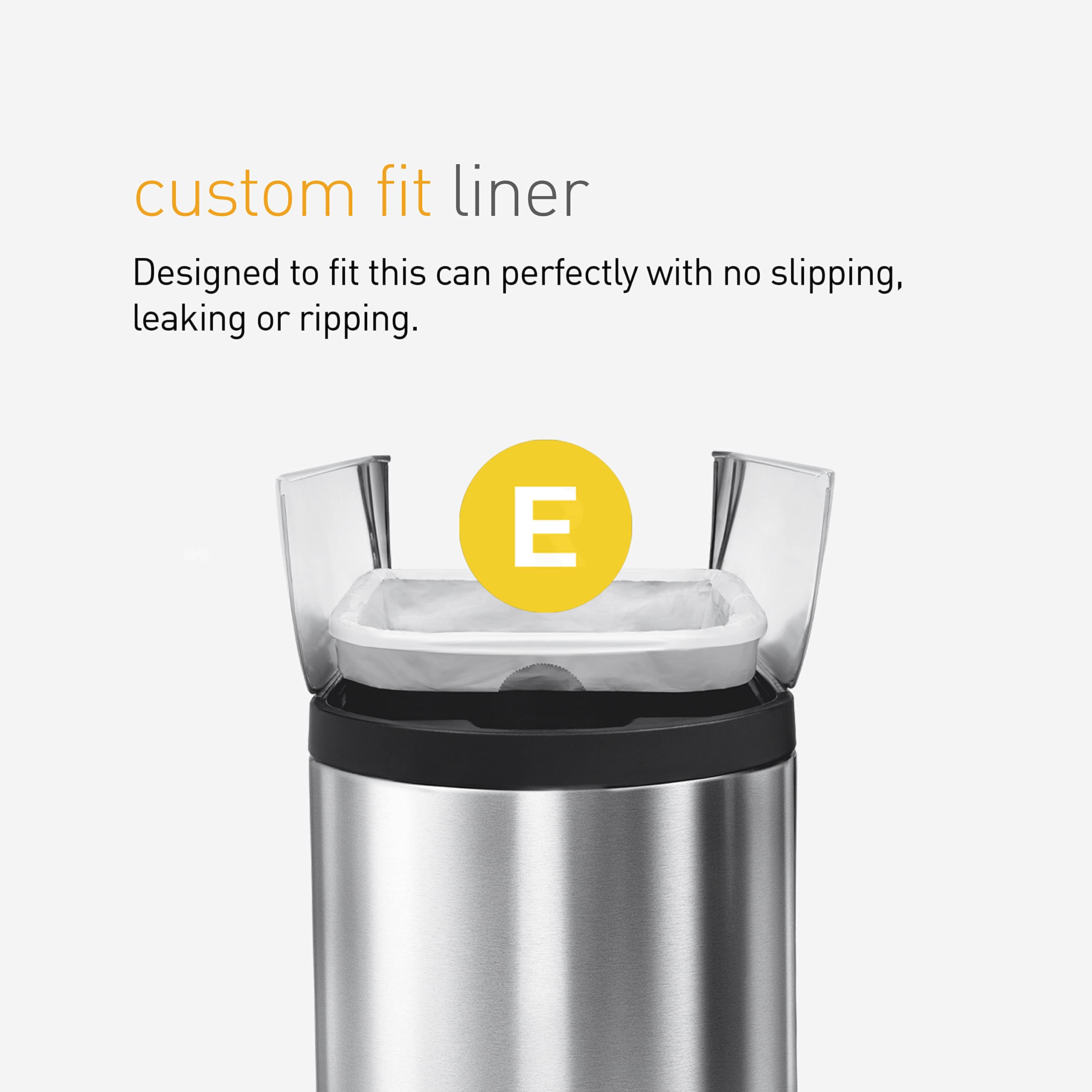 simplehuman CW0255 Code E Custom Fit Bin Liner Bulk Pack, White (60 Count) 5
