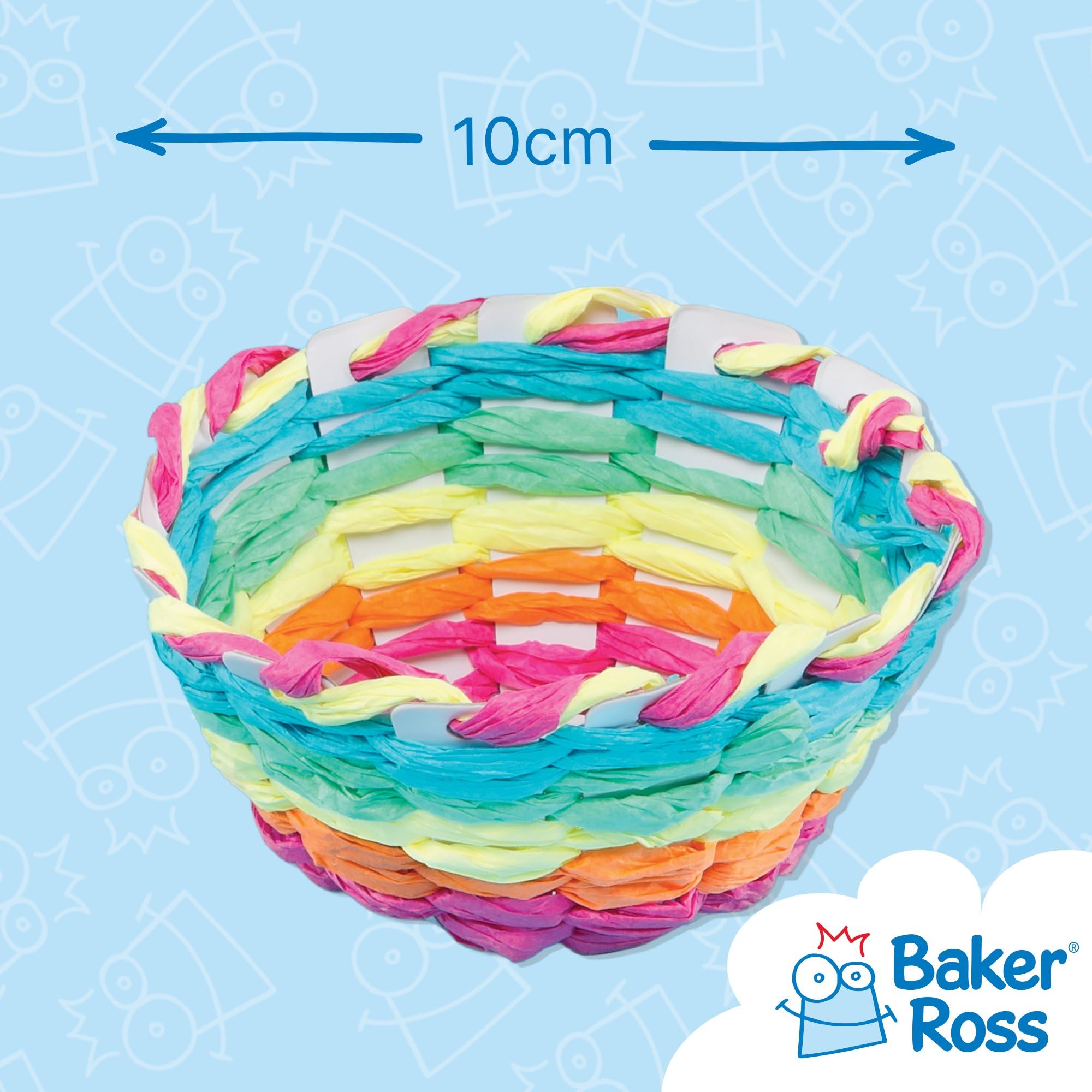Baker Ross Basket Weaving Project Kit - Pack of 4 | Assorted Colors | 10cm Diameter 3