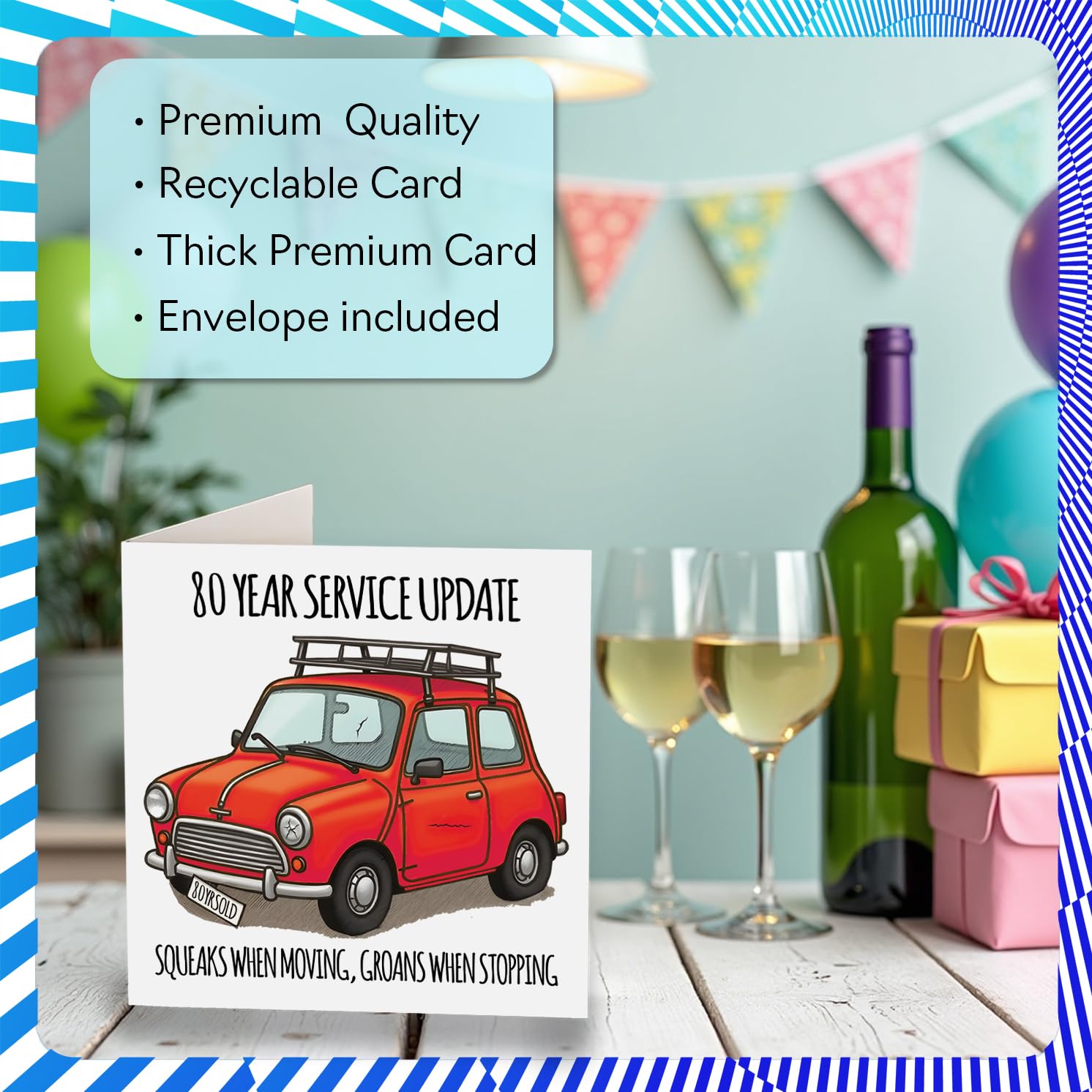 Stuff4 80th Birthday Card for Men & Women | 145mm Greeting Card | Humorous Service Design 3