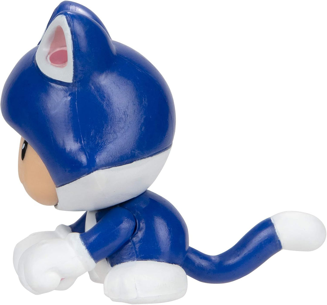 Super Mario Action Figure 2.5 Inch Cat Toad Collectible Toy - 4 Points of Articulation, Ages 3+