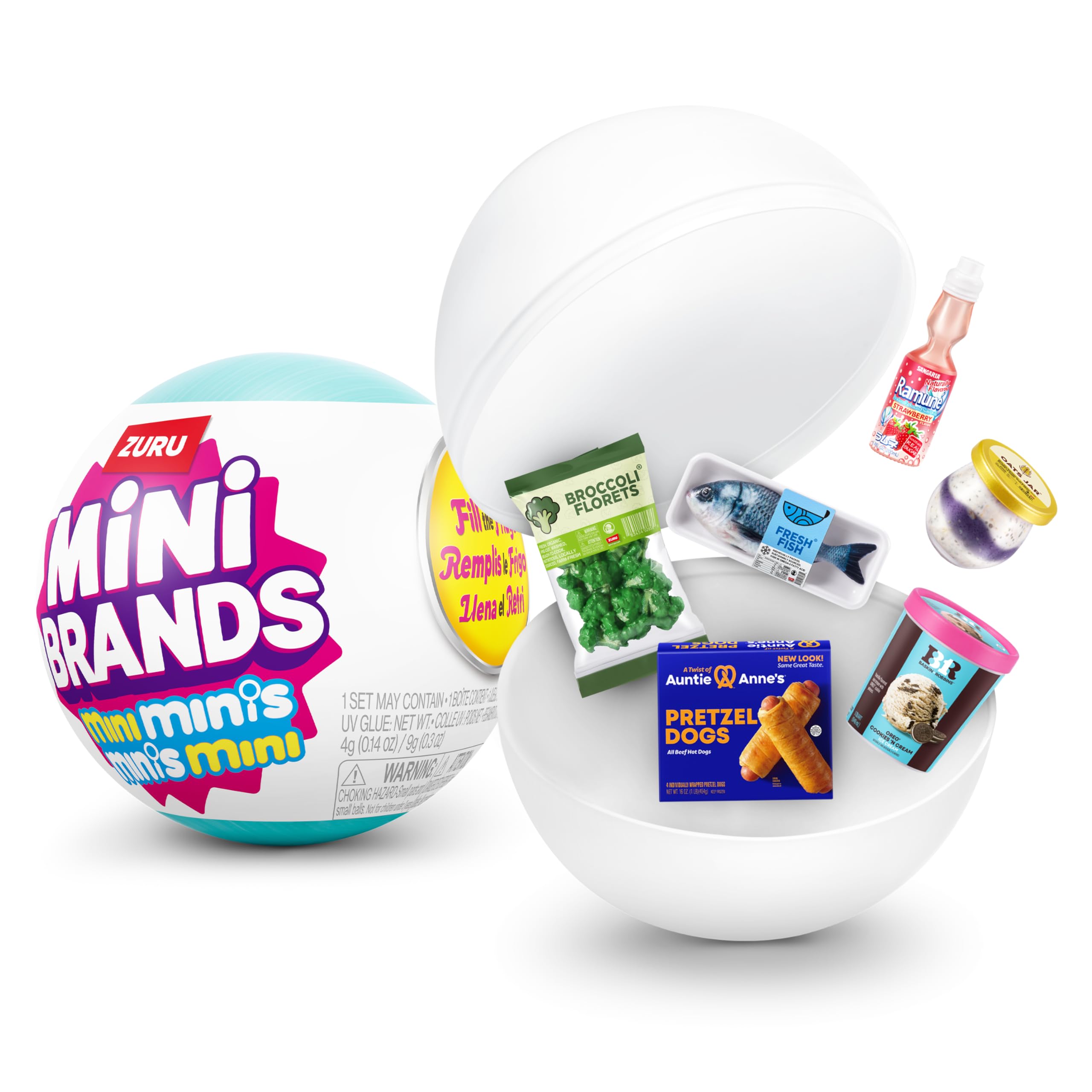 Mini Brands Fill the Fridge S1 Playset with 2pk INT Capsules - Collectible Mini Fridge Toy for Kids 8+