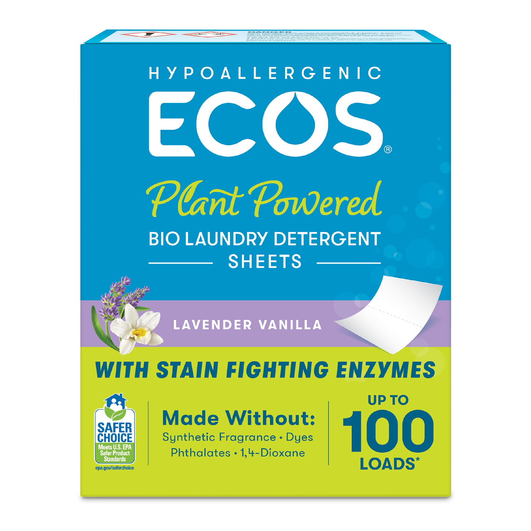 ECOS Hypoallergenic Laundry Detergent Sheets - Fragrance-Free, 50 Count 1
