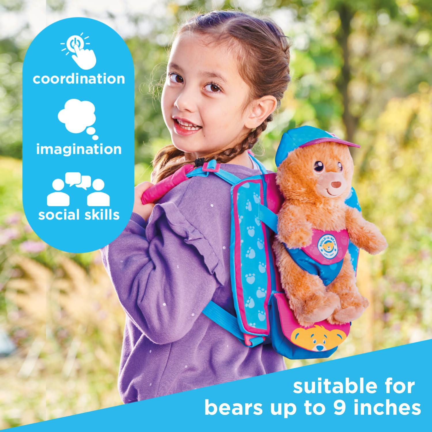 Casdon Build-A-Bear Workshop Pawfect Adventure Toy Bear Carrier - Multi-Way Carry | Ages 3+ 4