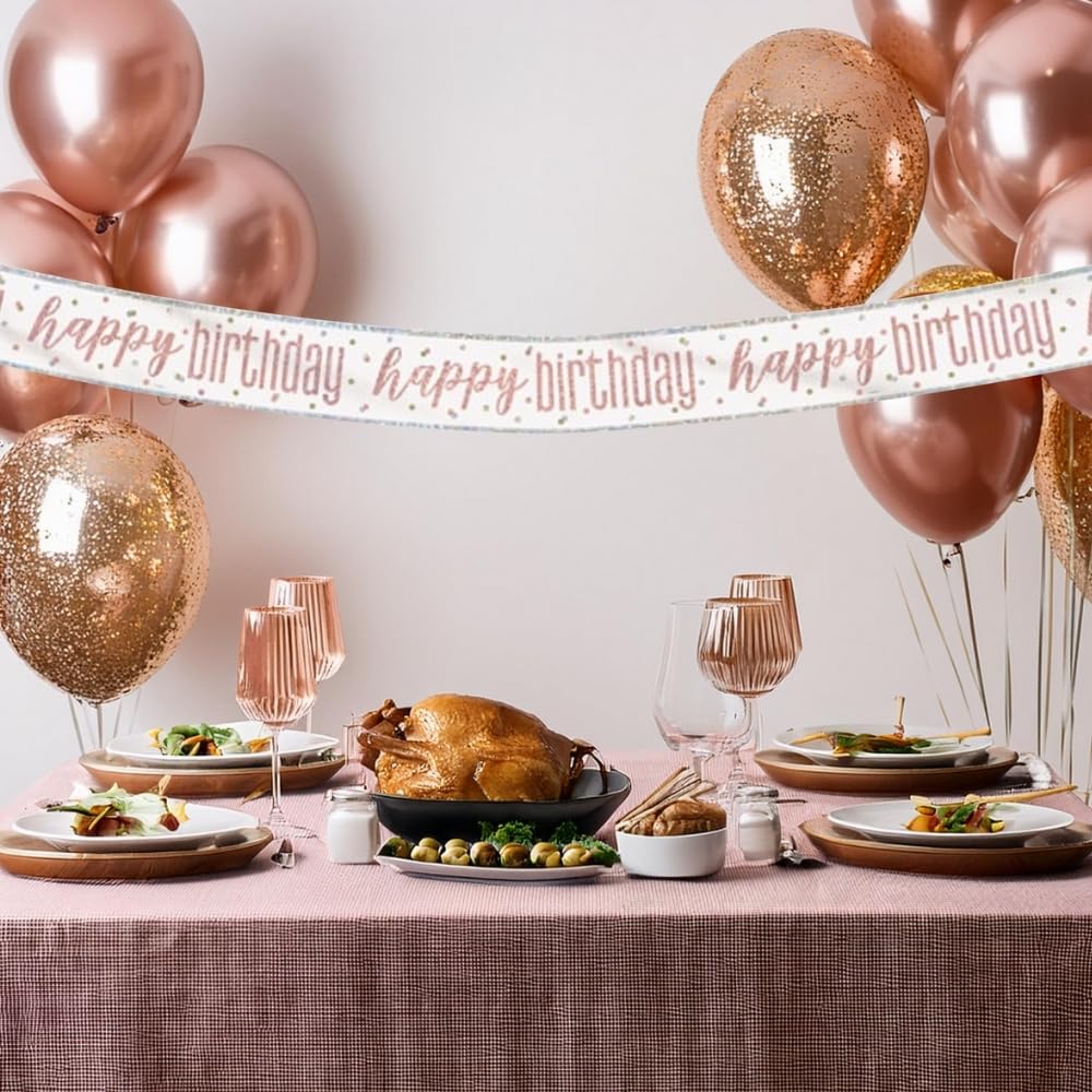 Unique Party Happy Birthday Foil Banner - Rose Gold | 1 Pc 9 ft Standard Banner 4