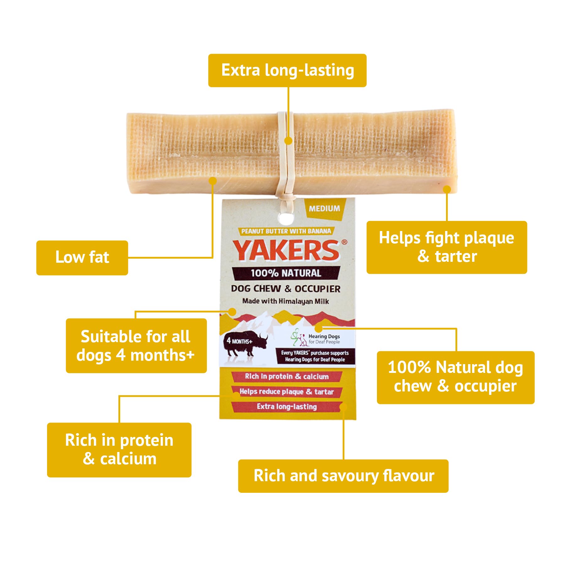 Yakers Peanut Butter Dog Chew for Adult Dogs - 70g Stick | Promotes Dental Hygiene 2