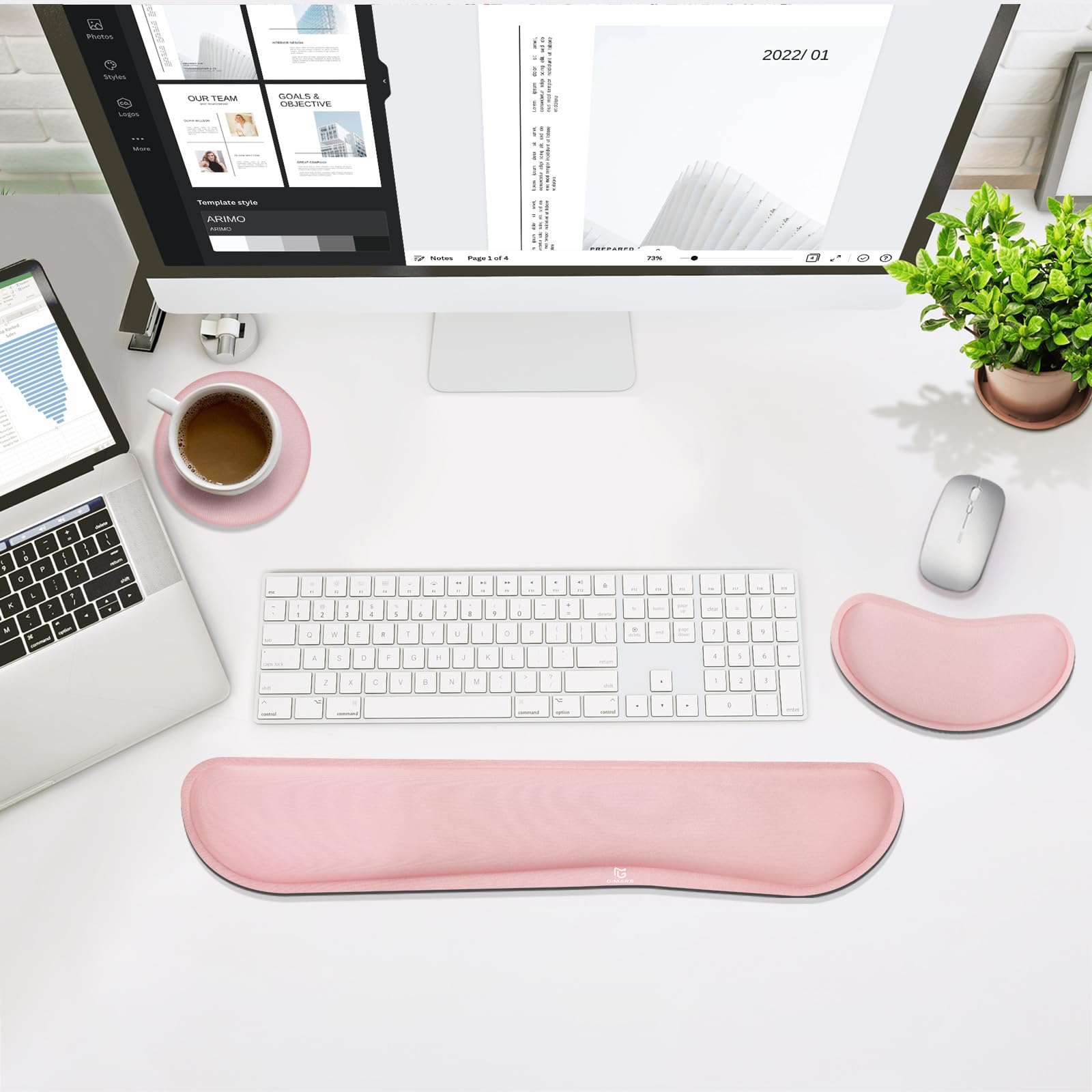 Gimars Upgrade Enlarge Silky Gel Memory Foam Wrist Rest for Keyboard & Mouse | 3CM Thick | Pink 9
