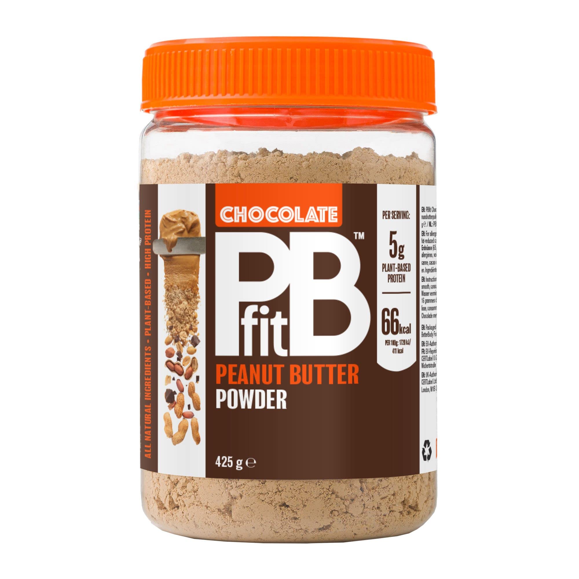 PBfit Chocolate Peanut Butter Powder - 88% Less Fat, 5g Protein | 425g