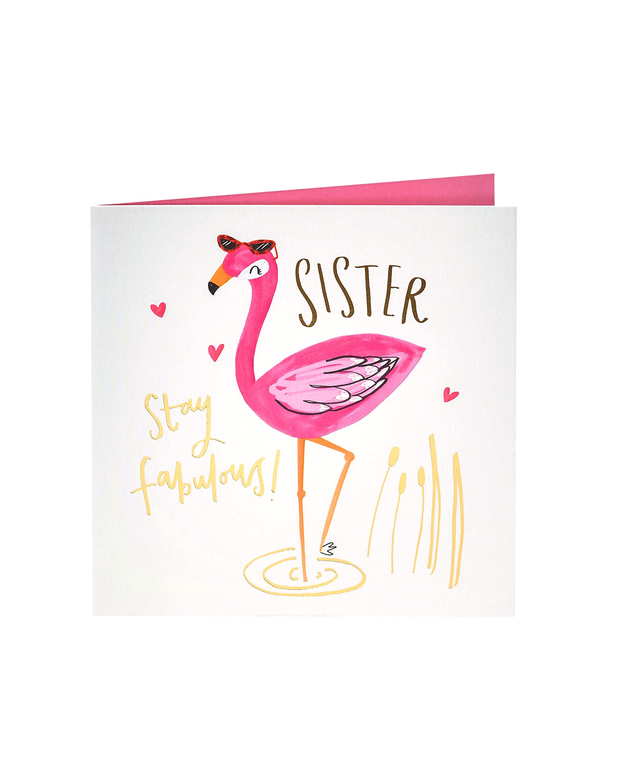 Kindred Stay Fabulous Flamingo Birthday Card for Sister | 165x165mm FSC Certified 5