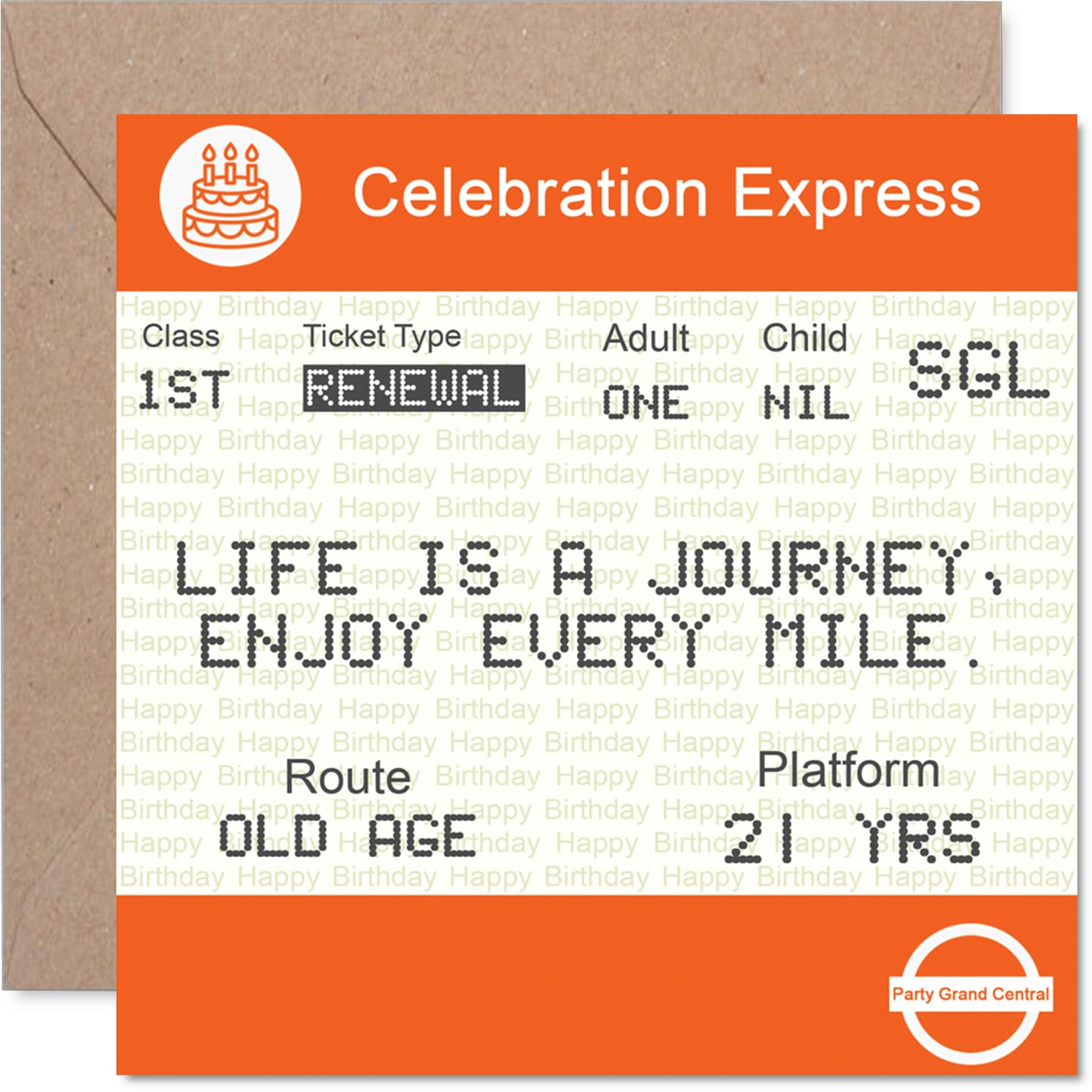 Stuff4 21st Birthday Card for Men & Women - Ticket to Old Age Greeting Card | 145mm x 145mm