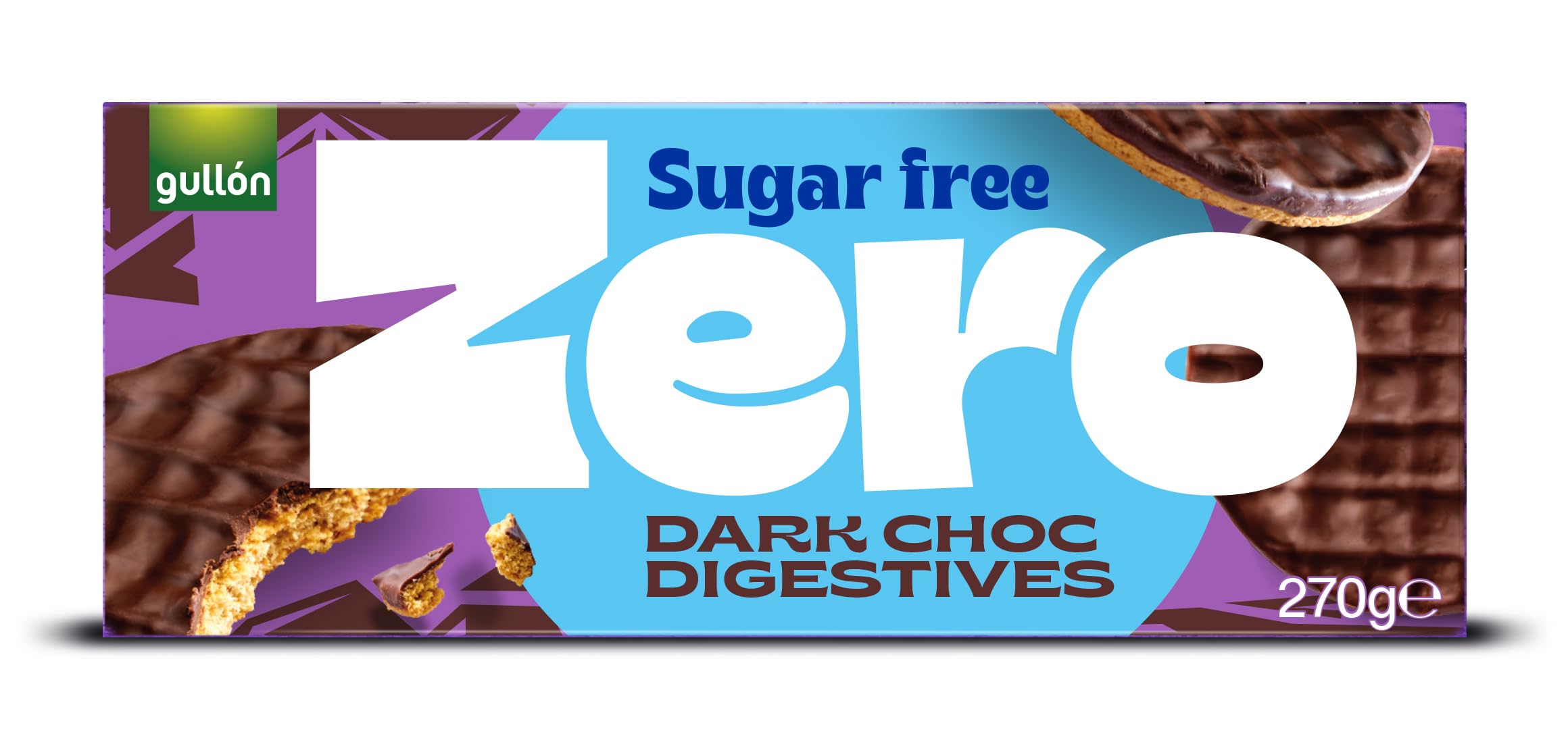 Gullon Zero Sugar Free Dark Chocolate Digestive Biscuits - High Fibre | Palm Free | Vegetarian