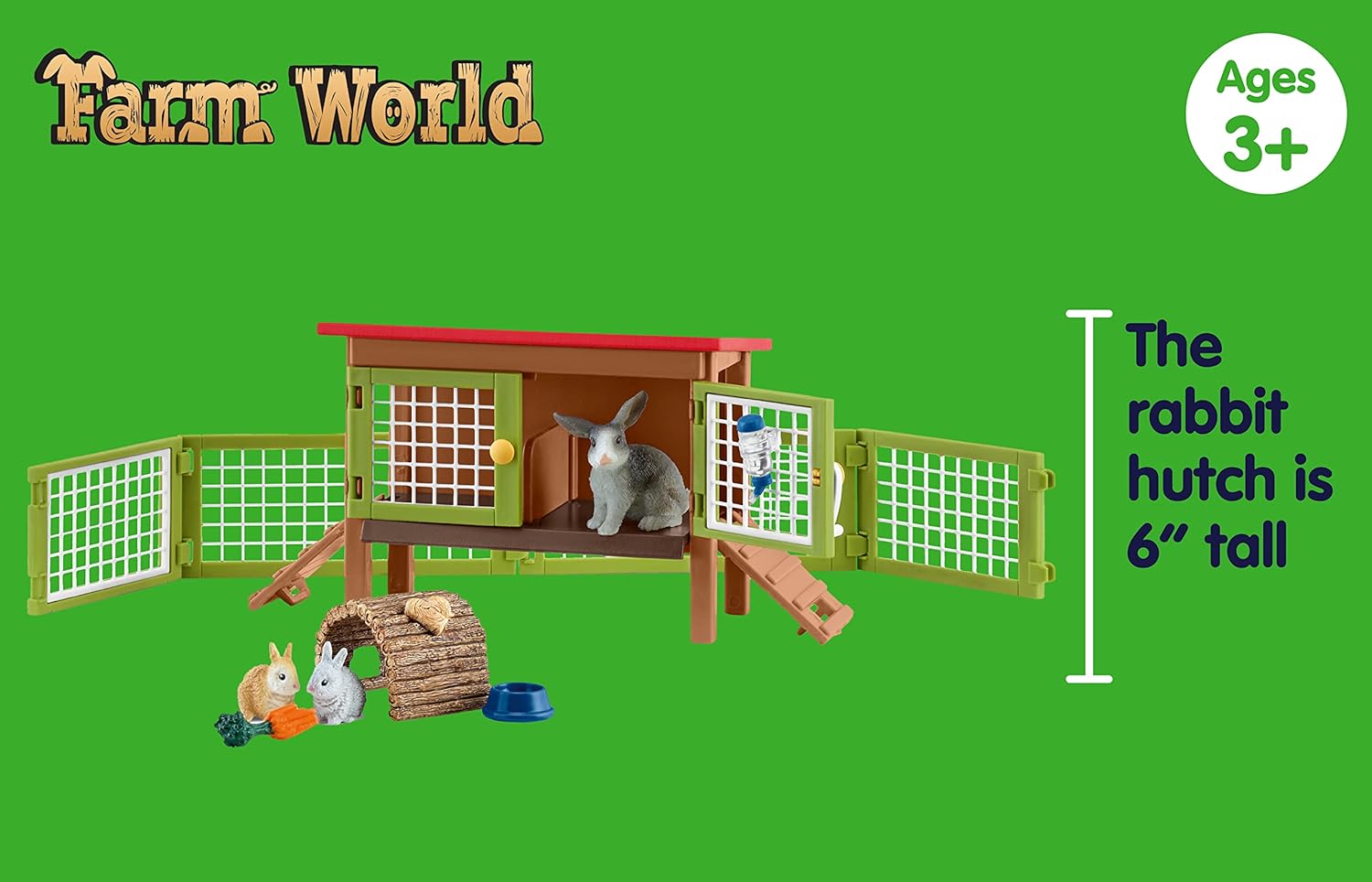 SCHLEICH Farm World Rabbit Hutch Playset - 8-Piece Animal Set for Imaginative Farm Play 8