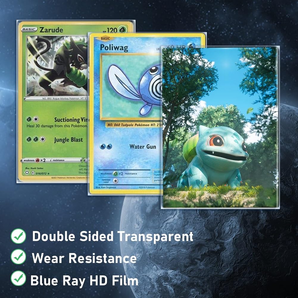 MOXYOY Trading Card Sleeves - 100 Pack Transparent Penny Sleeves for Pokemon, Yu-Gi-Oh!, MTG | 67 x 92 mm 2
