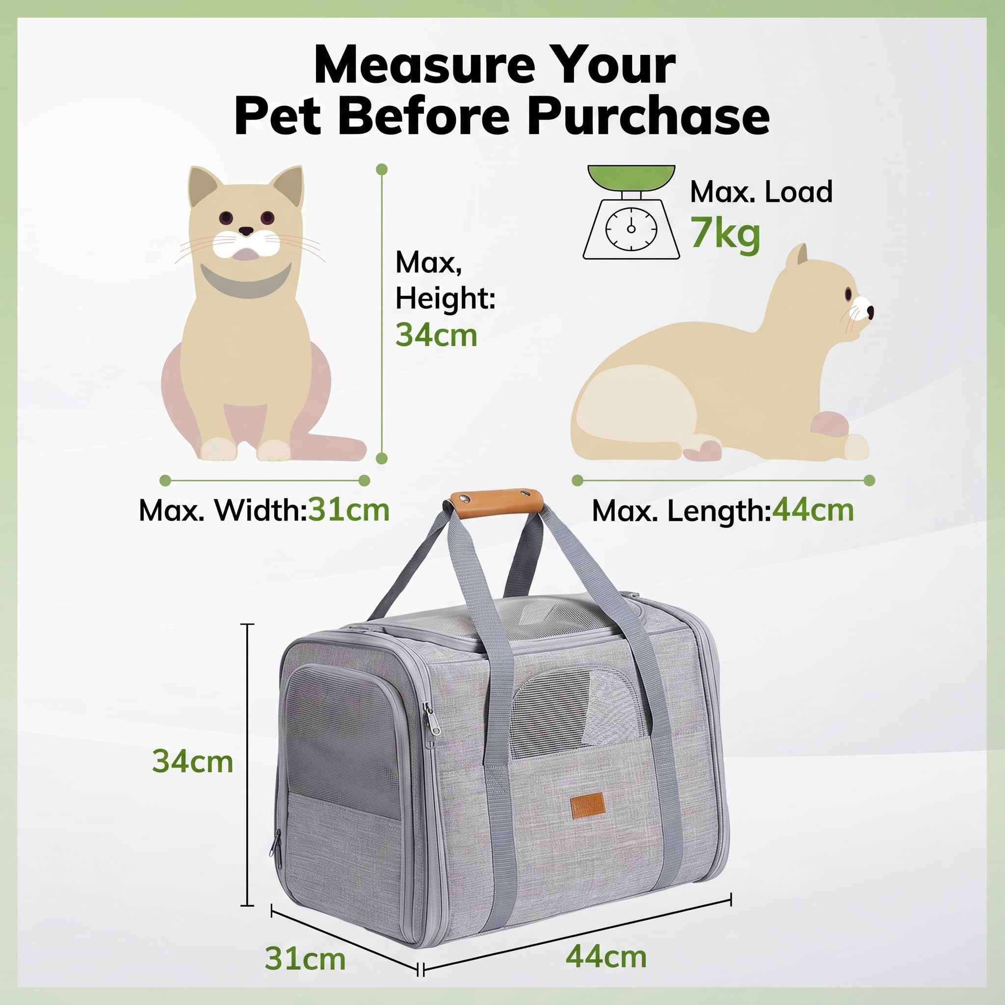 Morpilot Soft-Sided Pet Carrier for Cats and Puppies up to 7 kg | Airline Approved | 44cm L 5