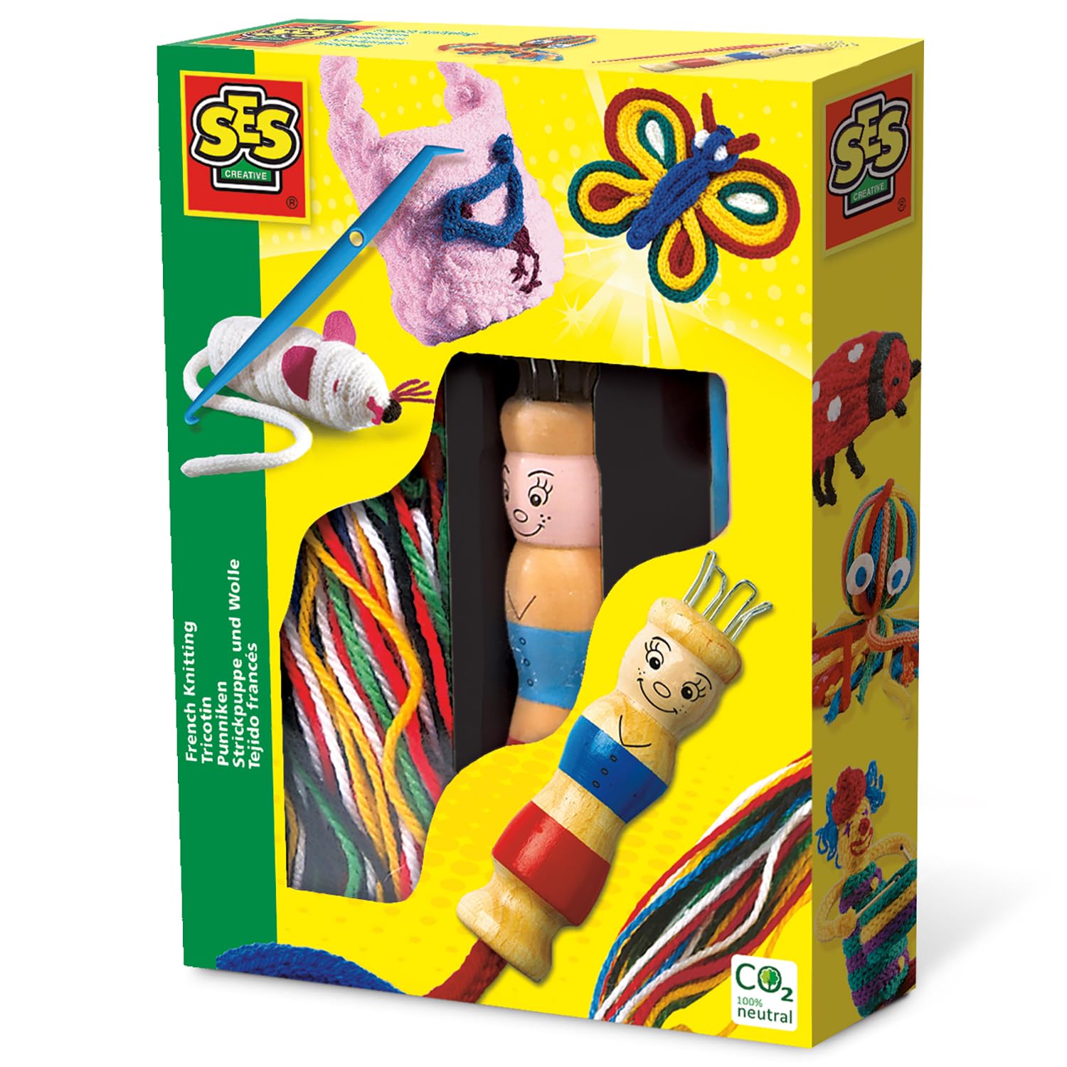 SES Creative French Knitting Set - Wooden Spool Doll Craft Kit for Kids 5+ 1