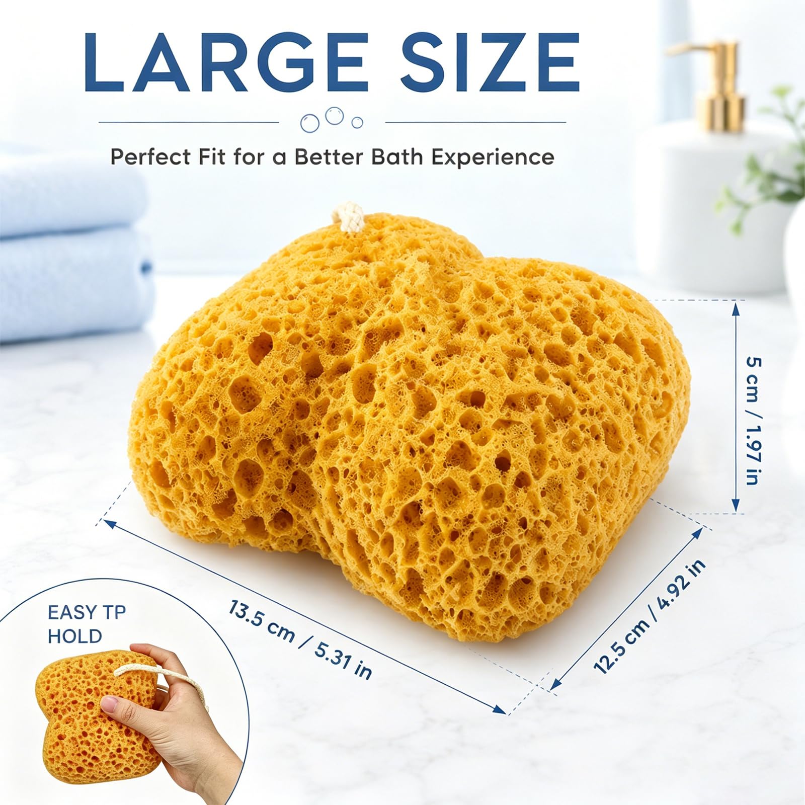 Admygo Bath Sponge - 2 Pack Yellow Exfoliating Body Sponge for Rich Foam & Gentle Cleansing
