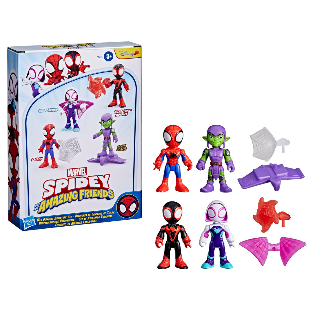 Spidey and His Amazing Friends Web-Slinging Adventure Set - 4-Pack Poseable Marvel Action Figures