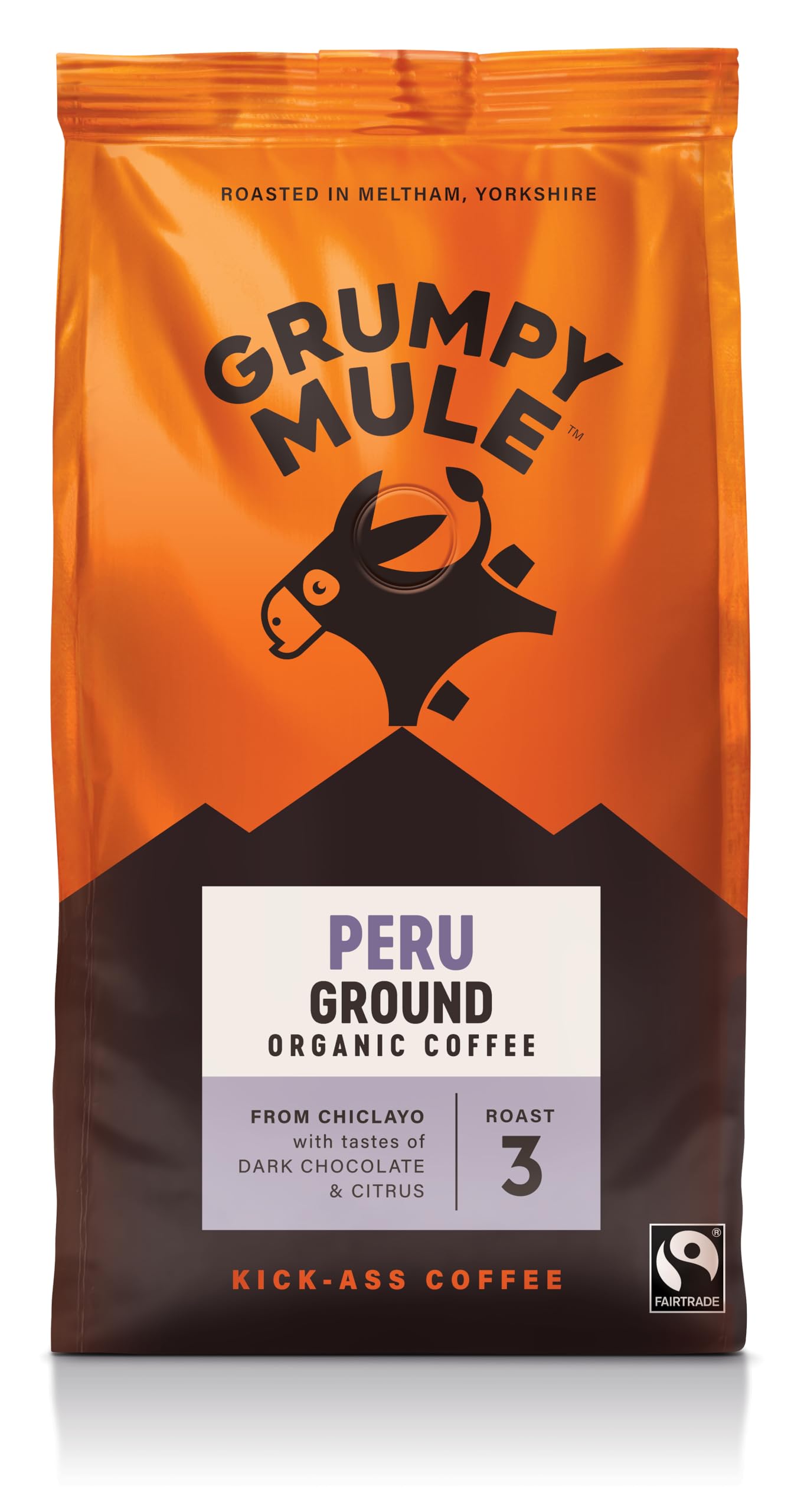 Grumpy Mule Peru Café Feminino Organic Ground Coffee - Dark Chocolate & Citrus Notes | Roast 4 1