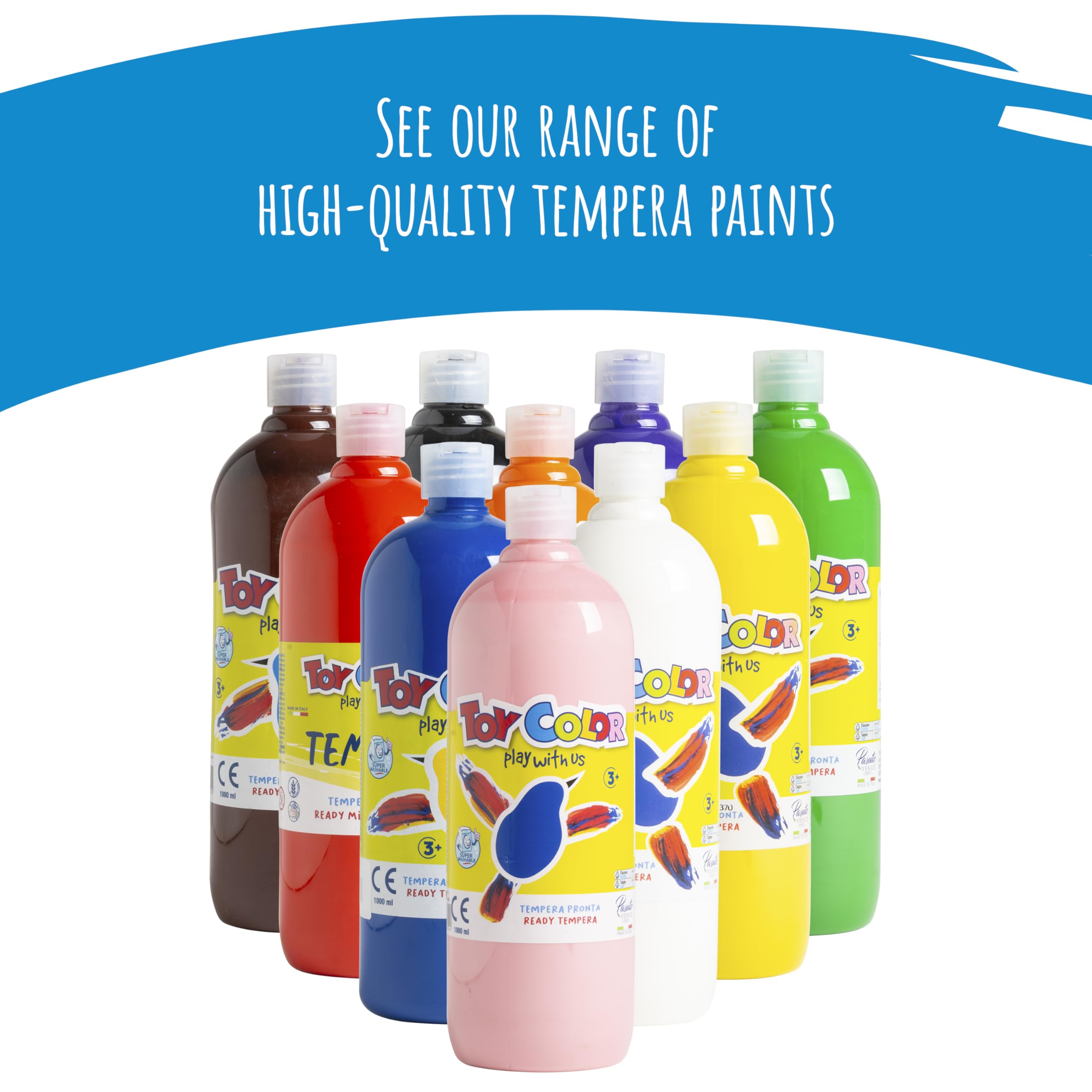Pasuto Tempera & Poster Paint - Black | 1000 ml | Washable, Non-Toxic | Ages 3+ 6