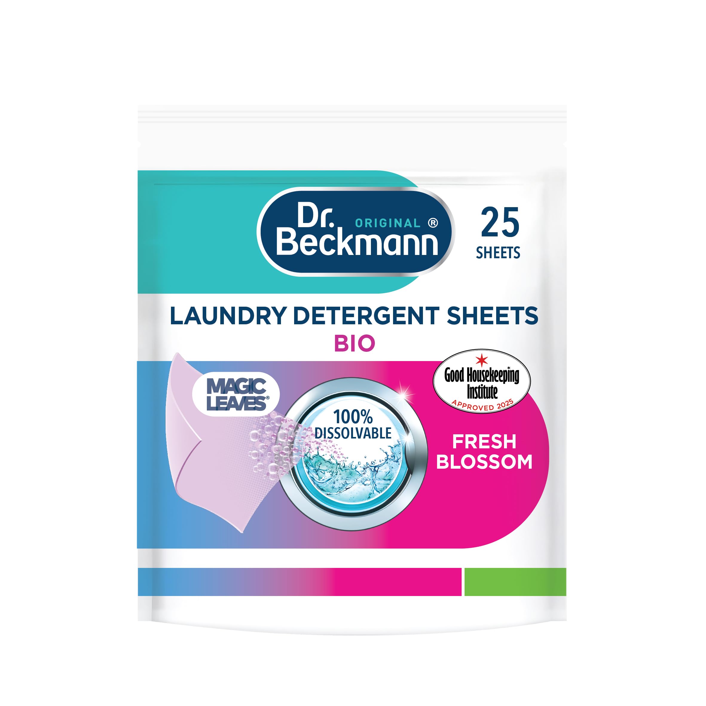Dr. Beckmann MAGIC LEAVES BIO Laundry Detergent Sheets Fresh Blossom | Pack of 25 | Climate Neutral 1