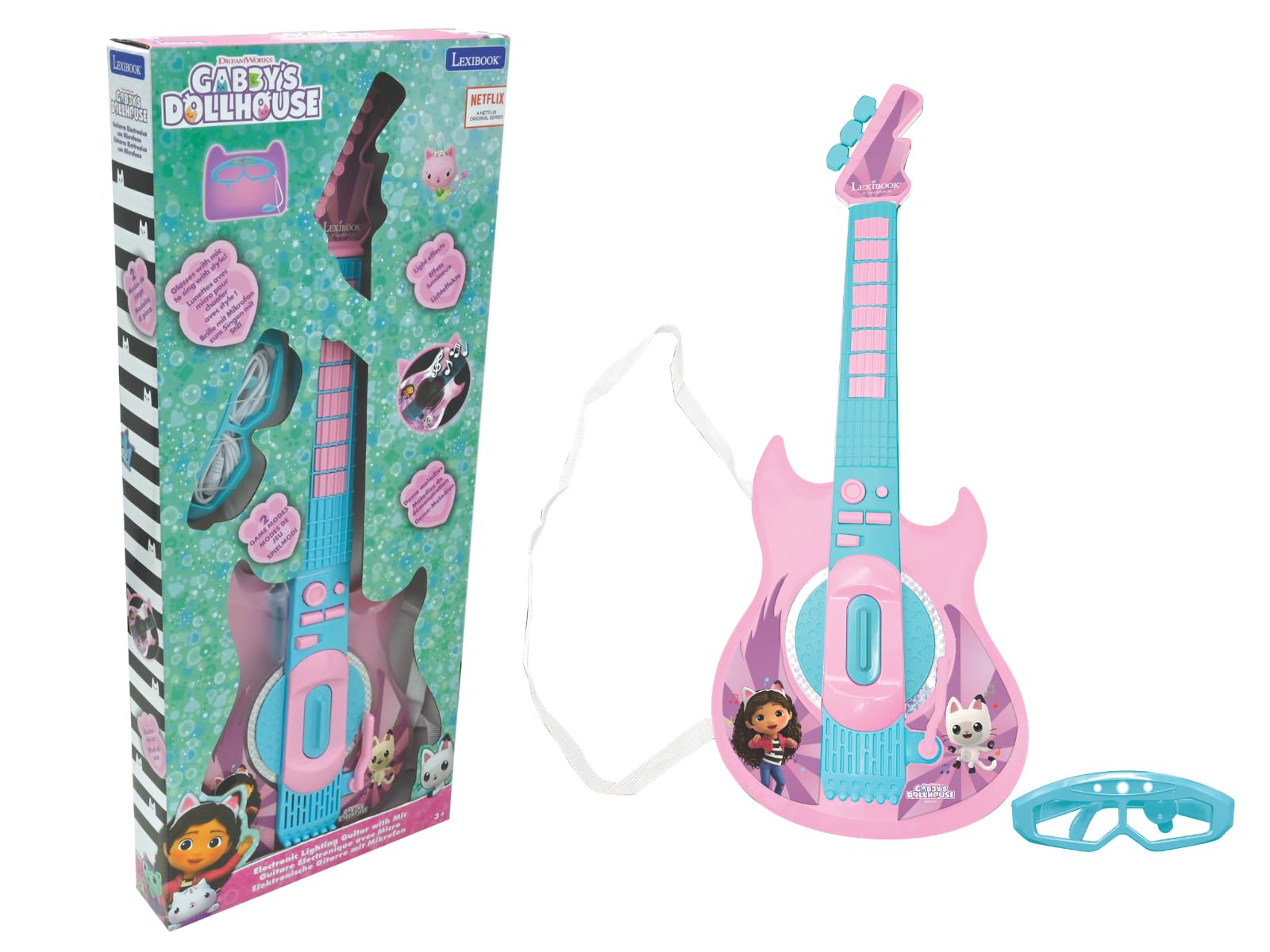 Lexibook Gabby's Dollhouse Electronic Guitar with Microphone & Glasses - Musical Toy for Kids 8