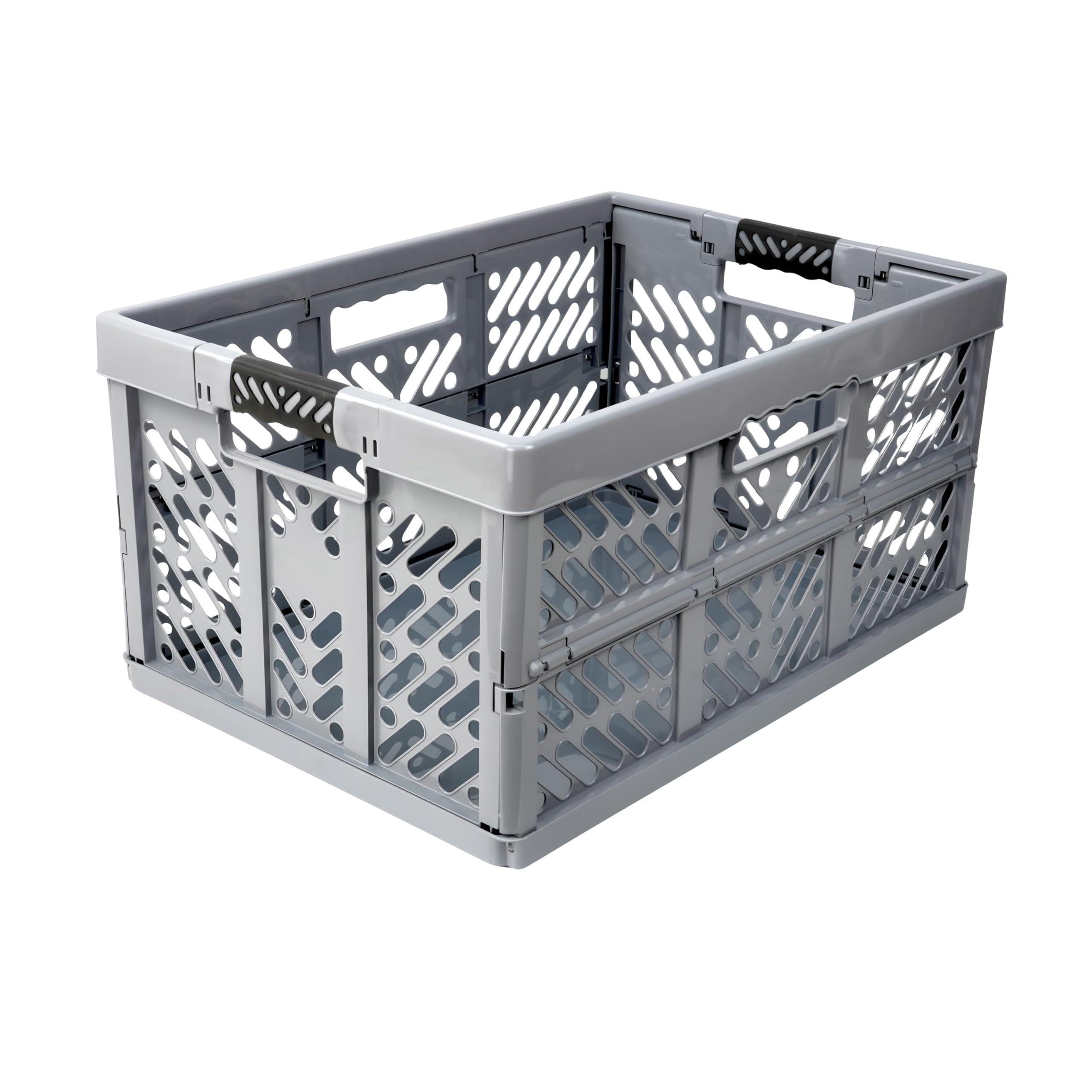 DIVCHI 45L Foldable Plastic Storage Crate - Grey | Space-Saving | Heavy-Duty 3