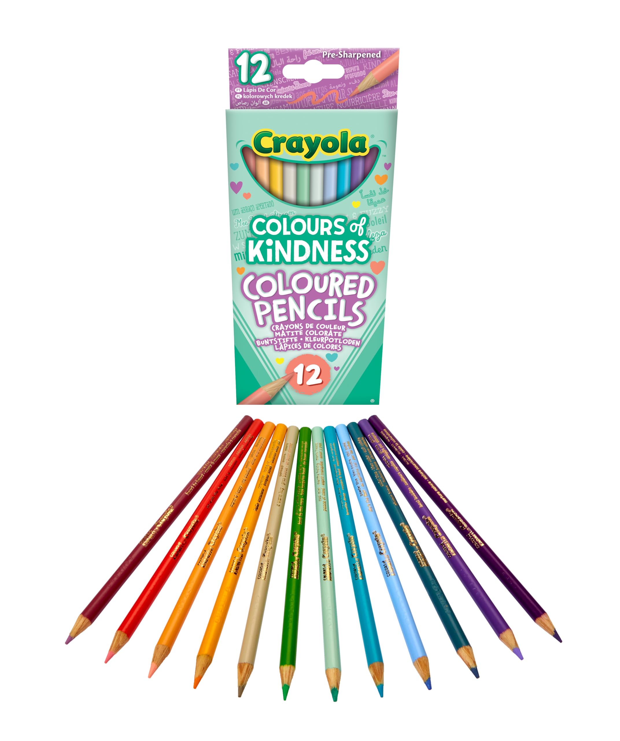 CRAYOLA Colours of Kindness Pencils - Assorted Colours (Pack of 12) | Non Toxic Wood HB 1