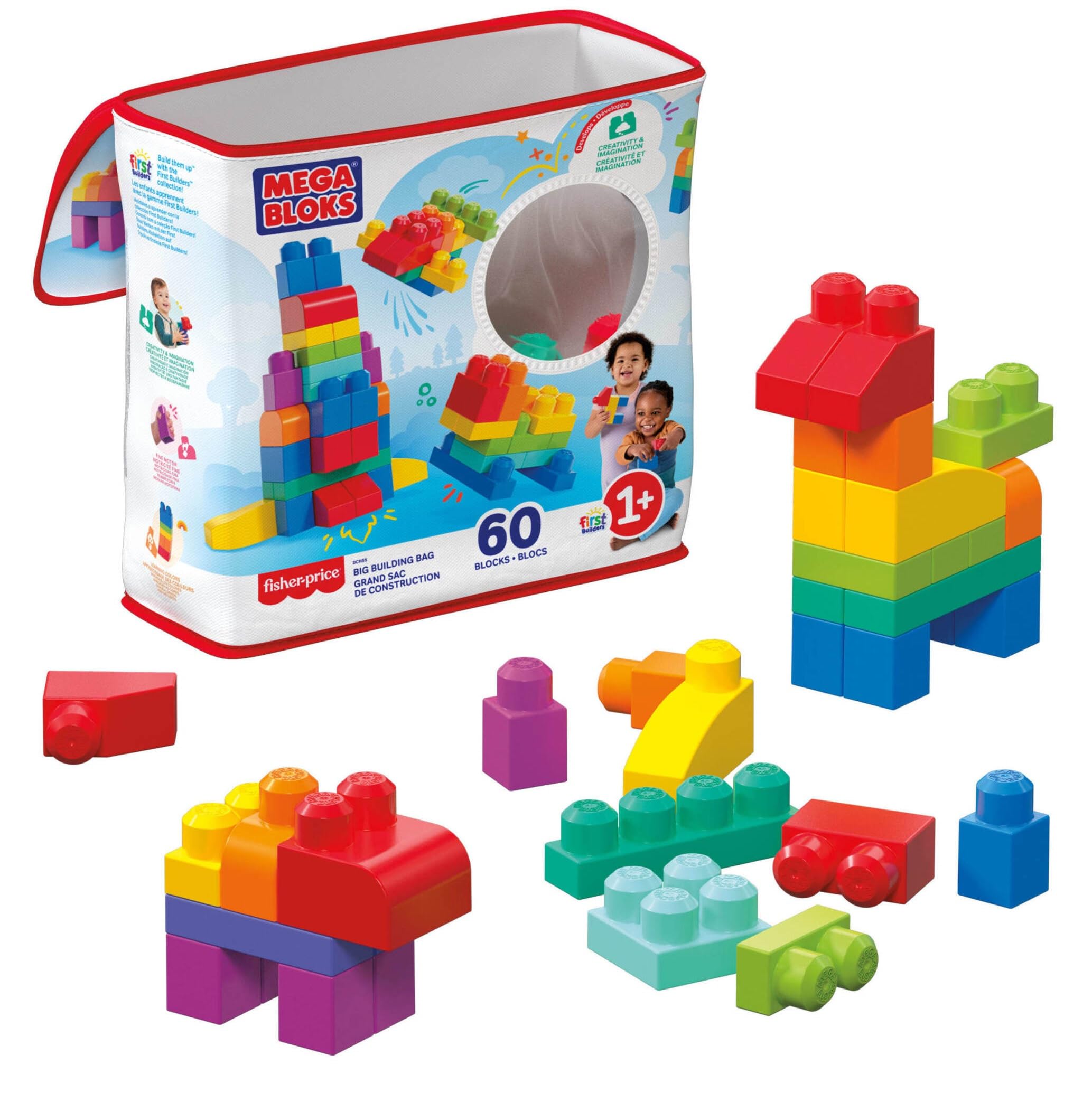 Mega Bloks DCH55 Big Building Bag, Azul 60 Piezas 11