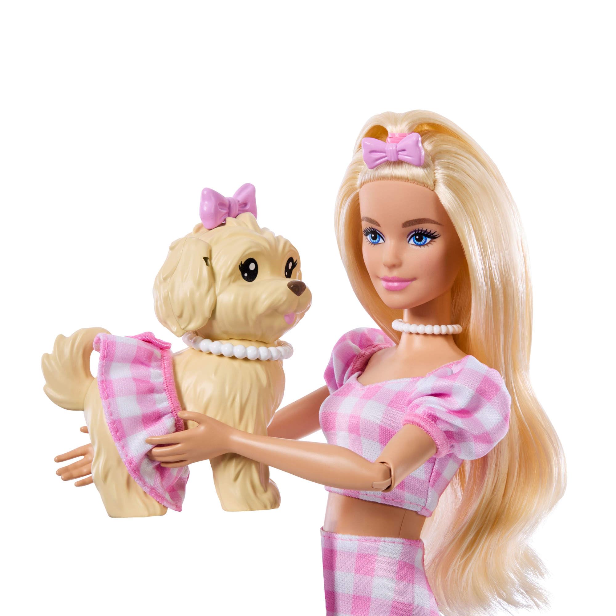 Barbie Twinning Looks Doll with Pet Dog - Pink Gingham Outfits | Ages 3+ 4