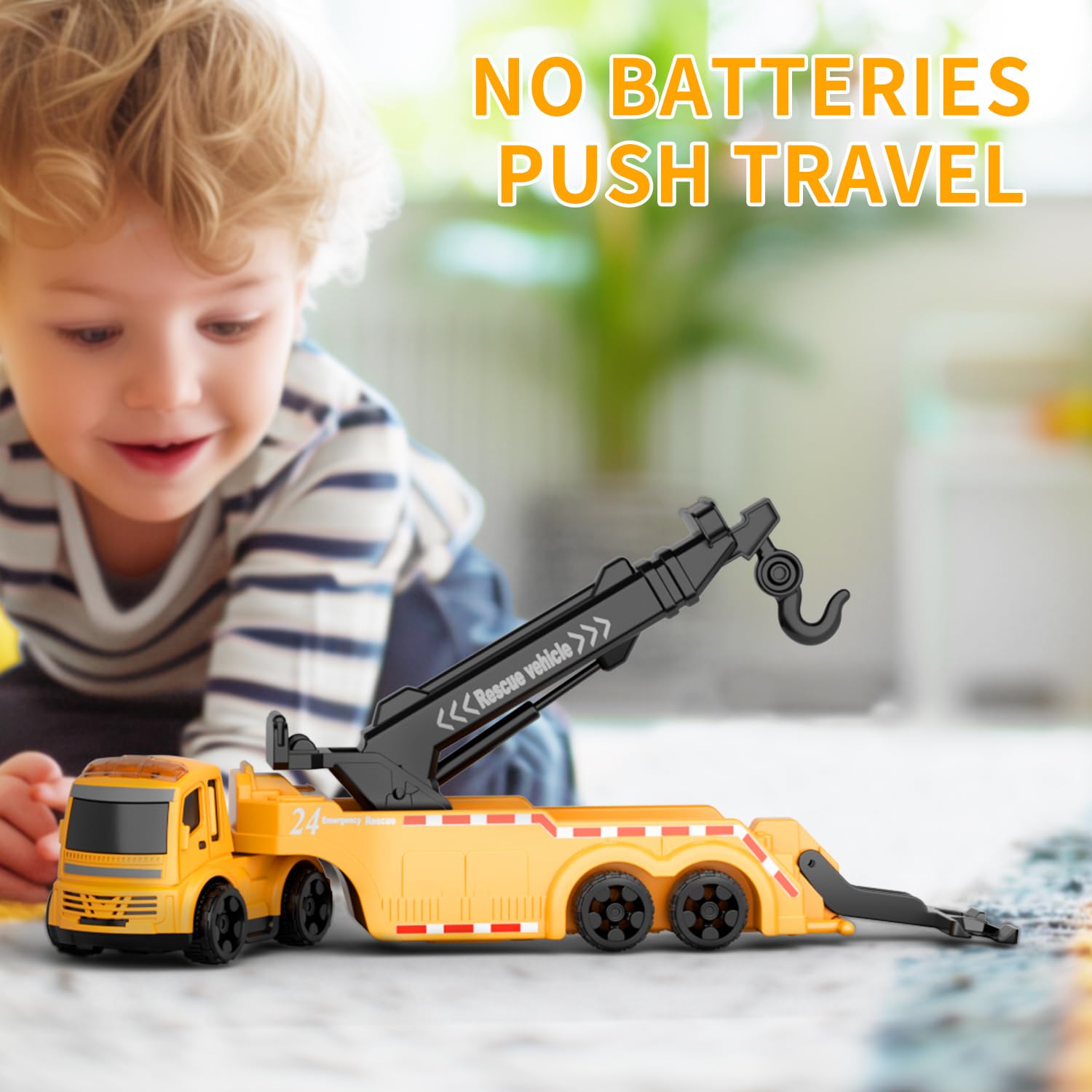 GizmoVine Tow Truck Toy - 360° Crane Arm & Loading Function for Kids 3+ 4