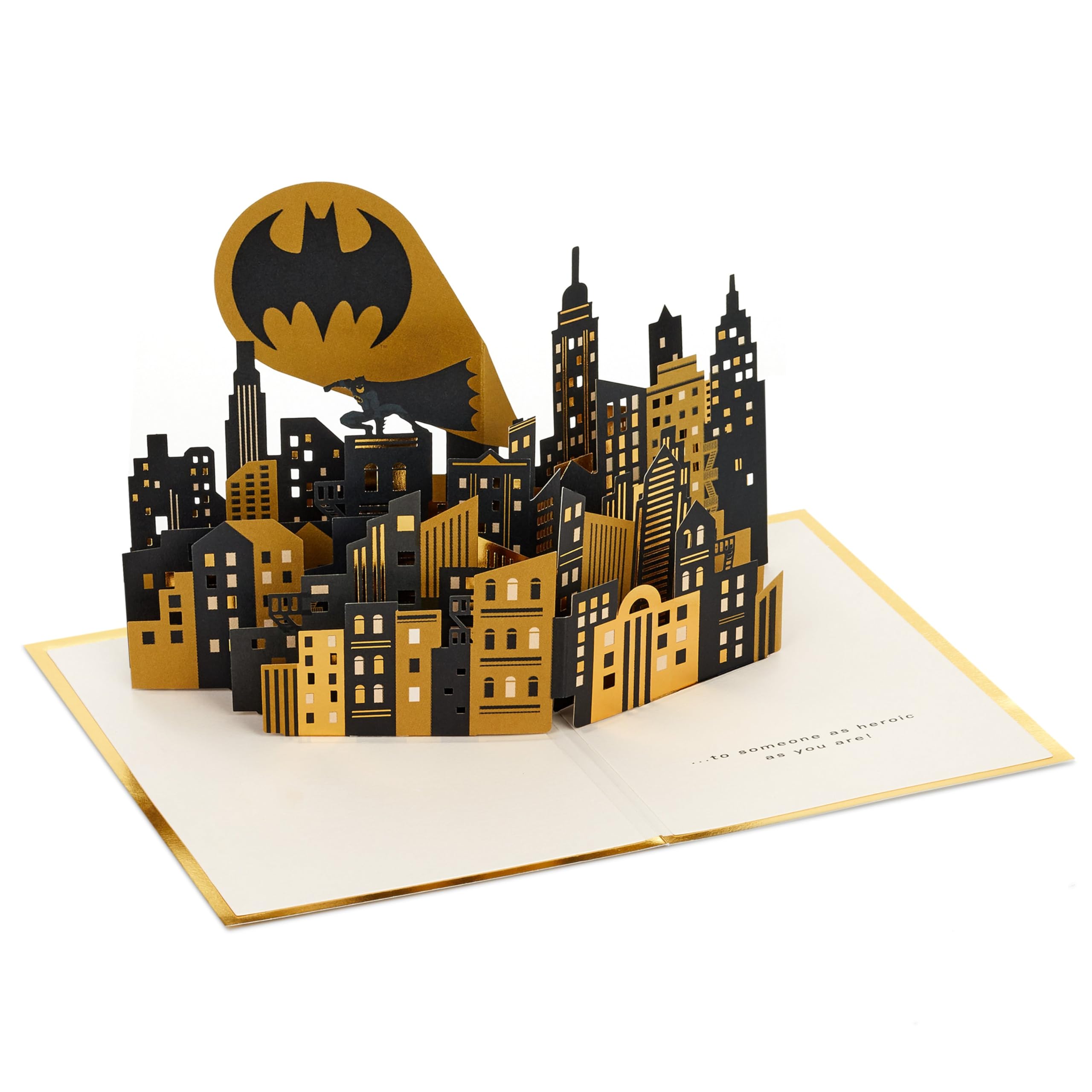 Hallmark Batman 3D Pop-Up Seasonal Card with Gold Foil Details | Birthday, Father's Day 3
