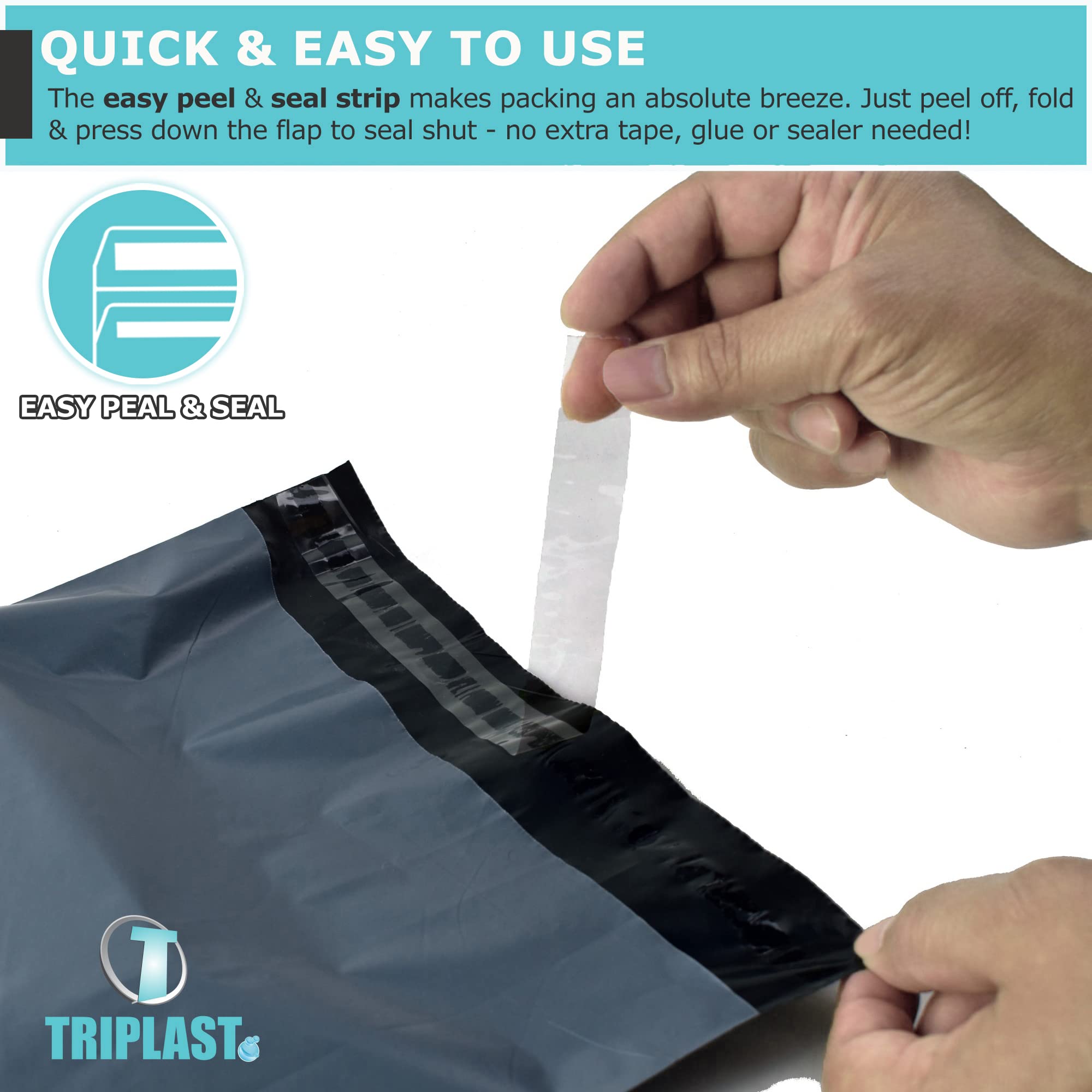 Triplast Grey Mailing Bags - 17 x 24 inch | 50 Pack | 55mu LDPE 3