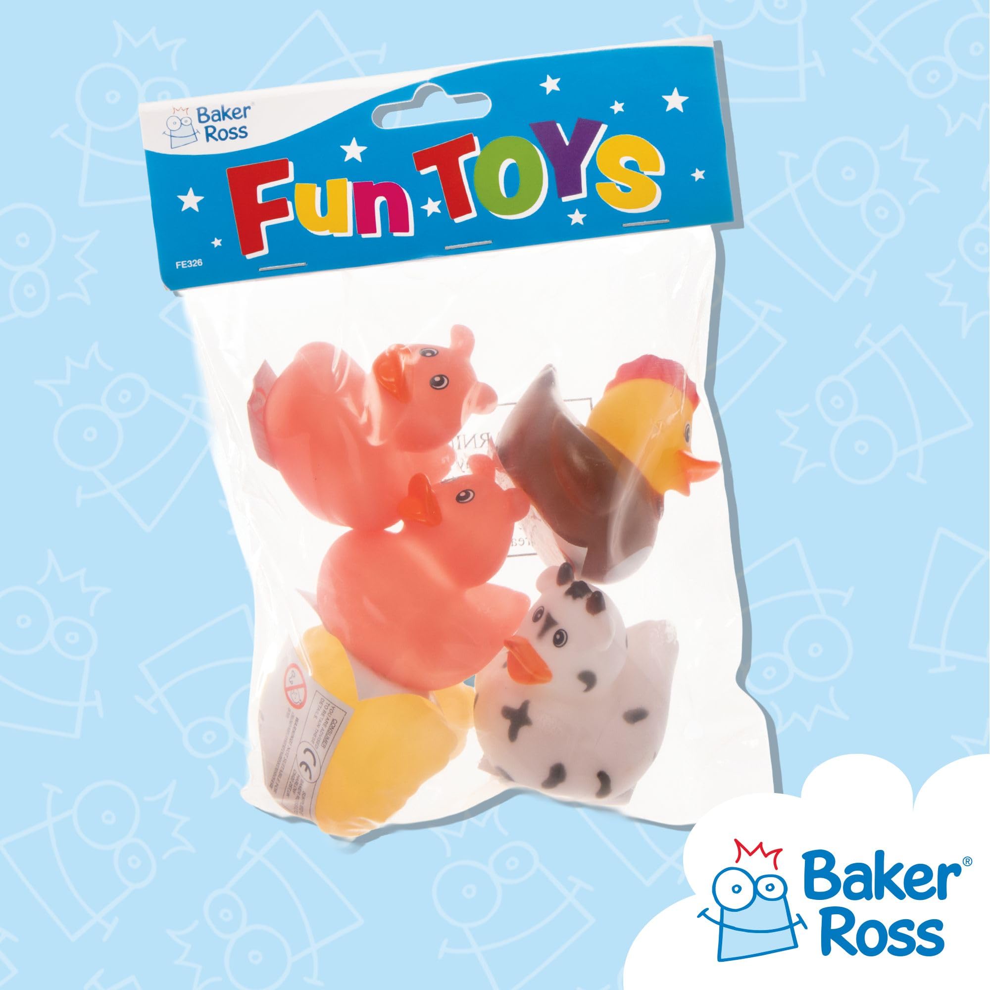 Baker Ross Farm Rubber Duck Bath Toys - Pack of 8 | 6 cm Ducks | Ages 3+ 4