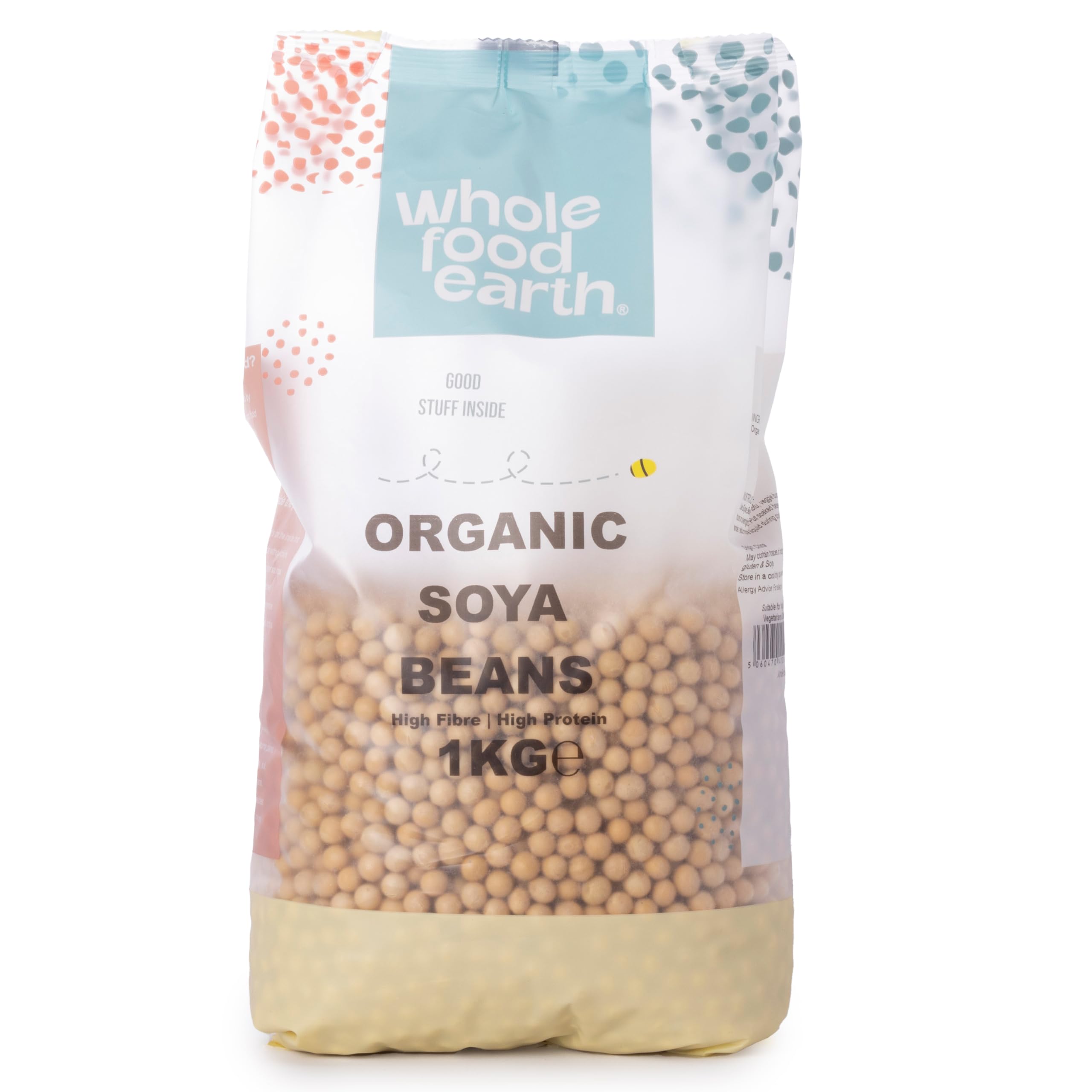 Wholefood Earth Organic Soya Beans - 1kg | High Fibre | Vegan | GMO Free