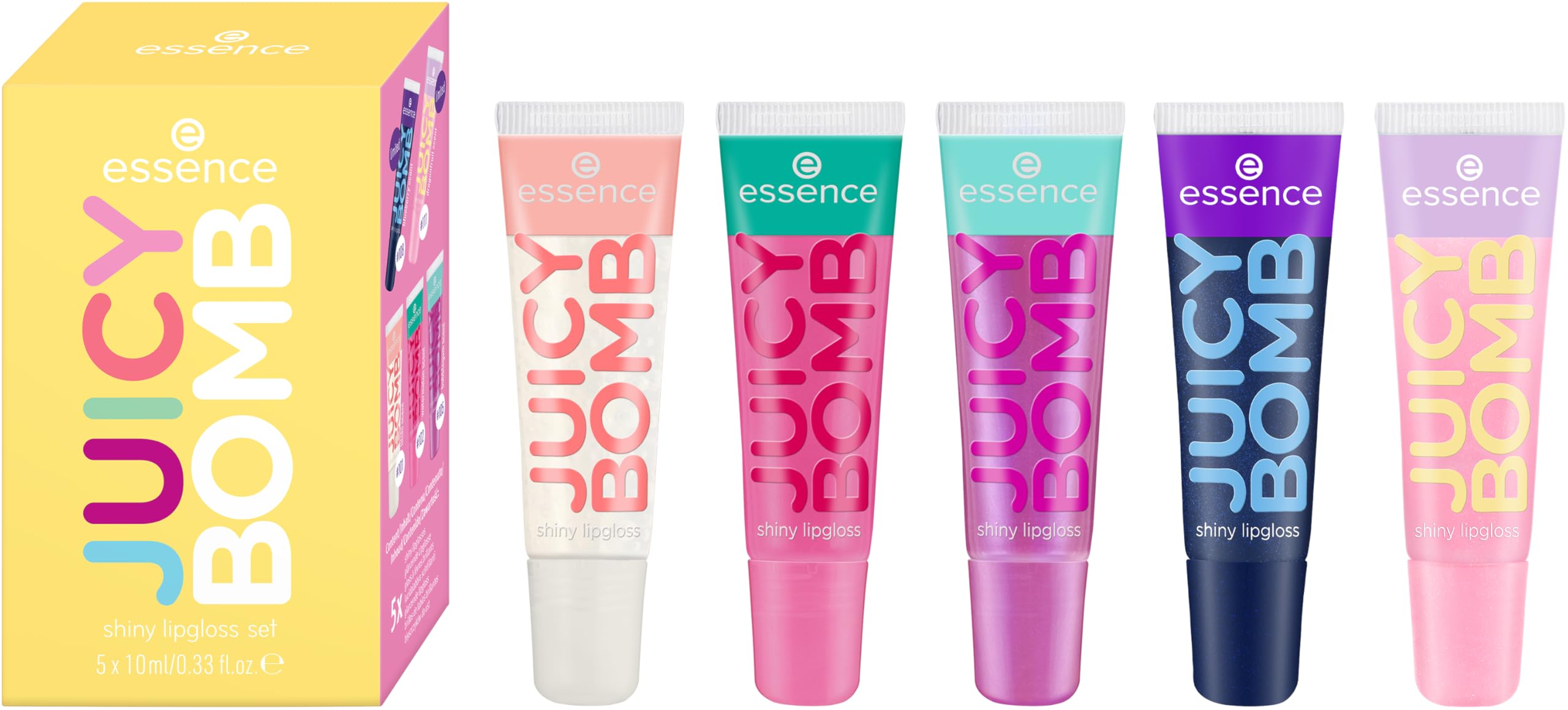 essence JUICY BOMB Lip Gloss Set - 5 Shades | Sheer, Shiny Finish | Fruity Scents 1